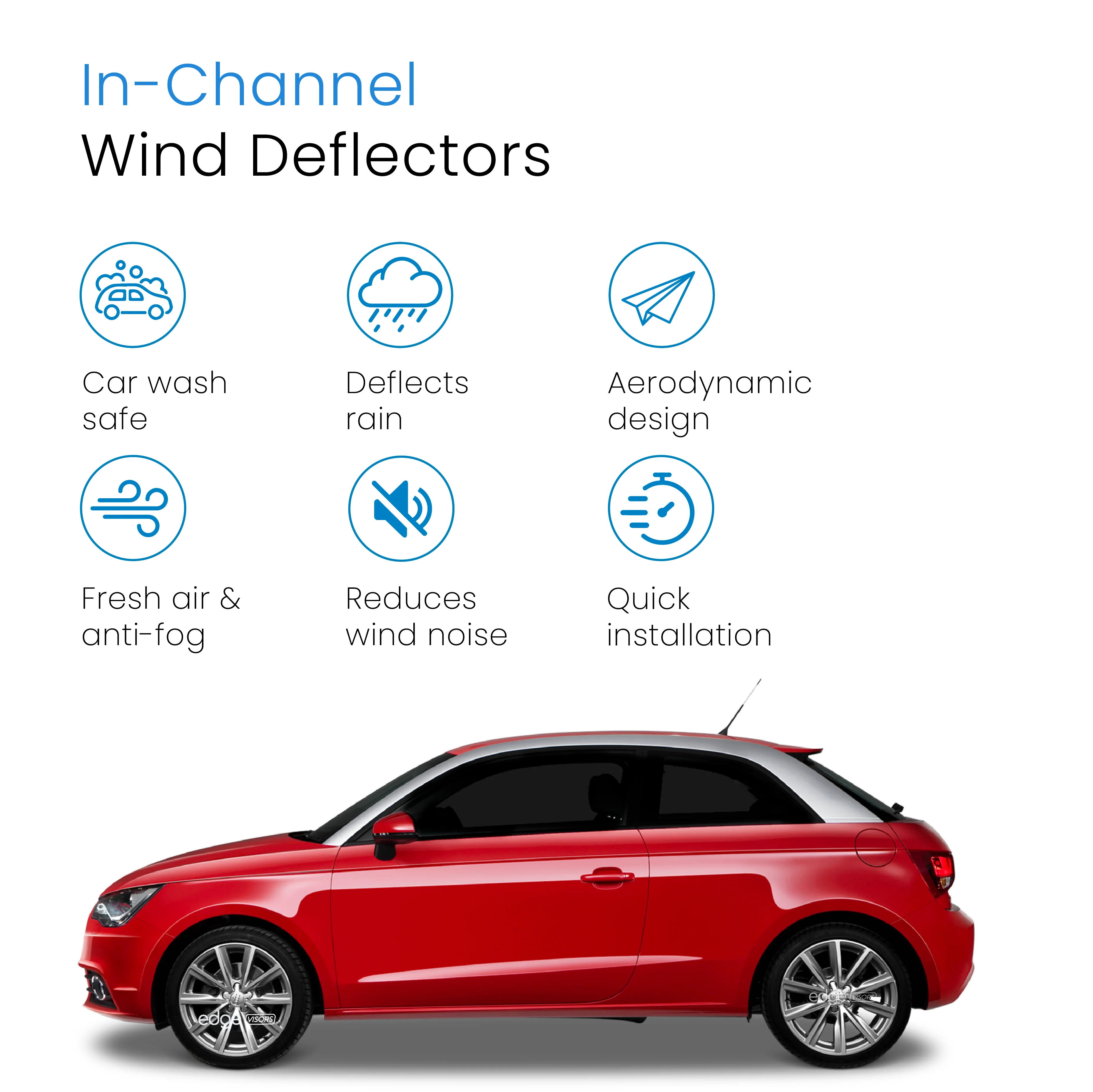 Audi A1 MK1 2012-2018 3 Door Hatchback Wind Deflectors 2pc - Image 3