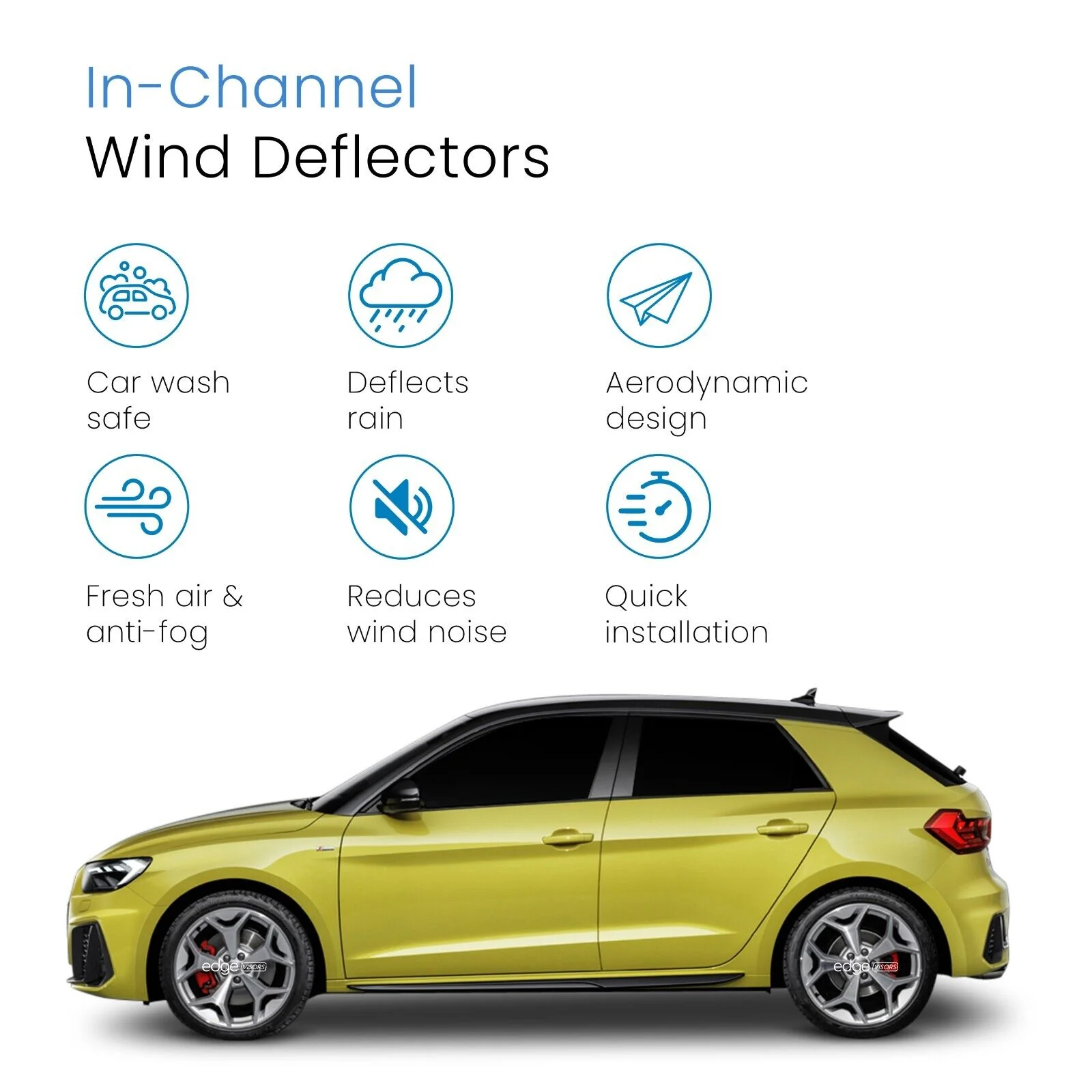 Audi A1 MK2 2018-onwards 5 Door Hatchback Wind Deflectors 4pc - Image 4