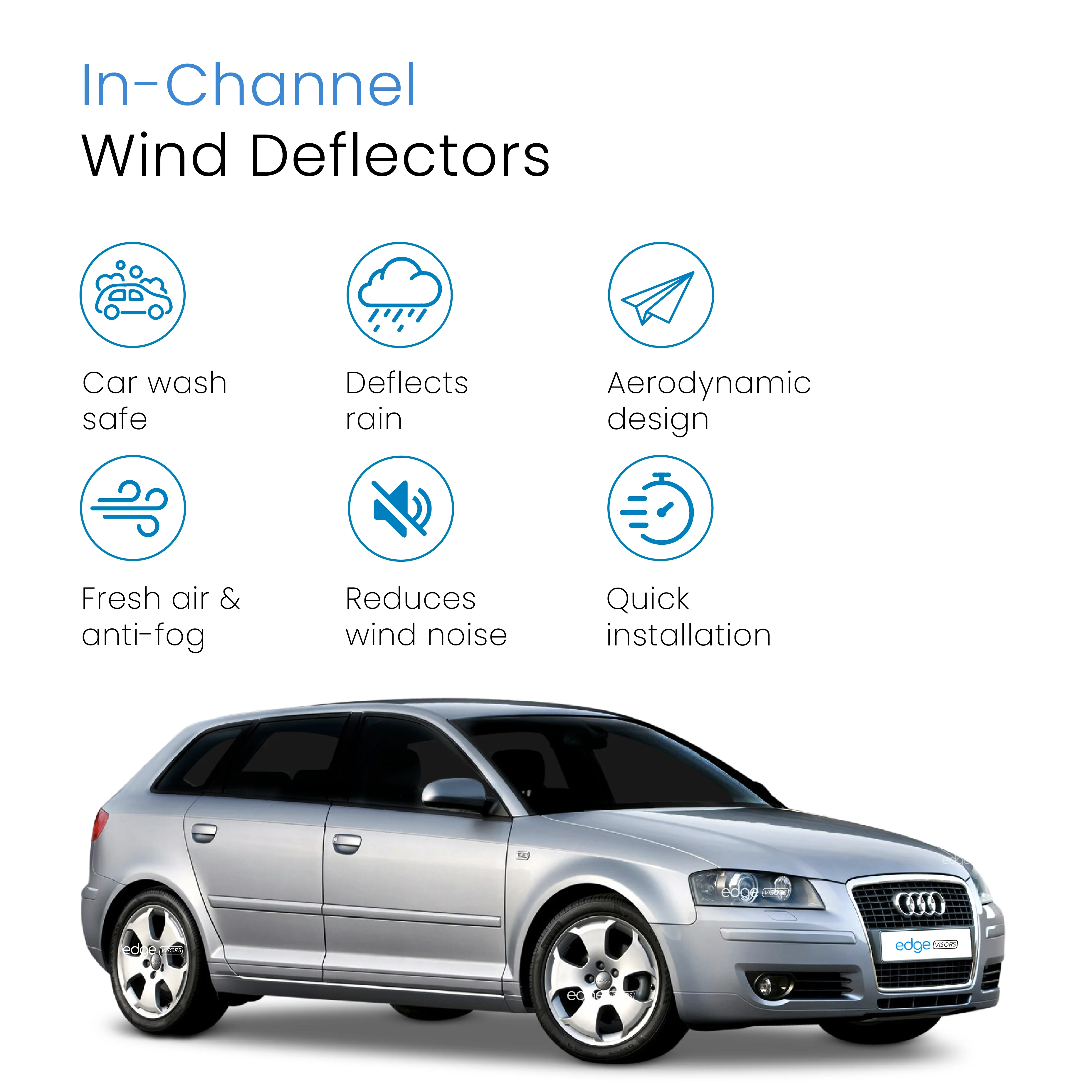 Audi A3 MK2 2003-2012 5 Door Sportback Hatchback Wind Deflectors 4pc - Image 3
