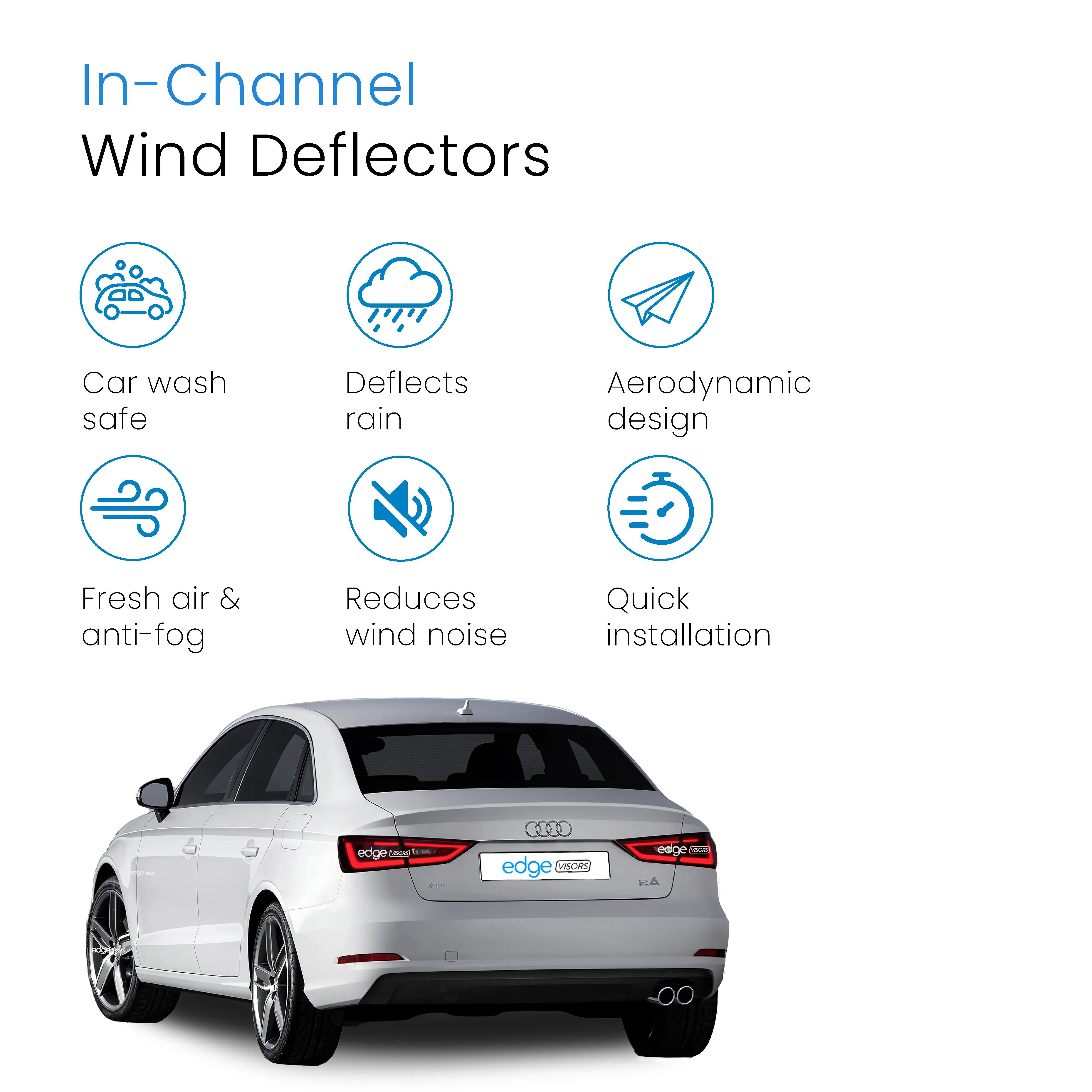 Audi A3 MK3 / S3 / RS3 Saloon 4-doors 2013-2020 Wind Deflectors 4pc - Image 3