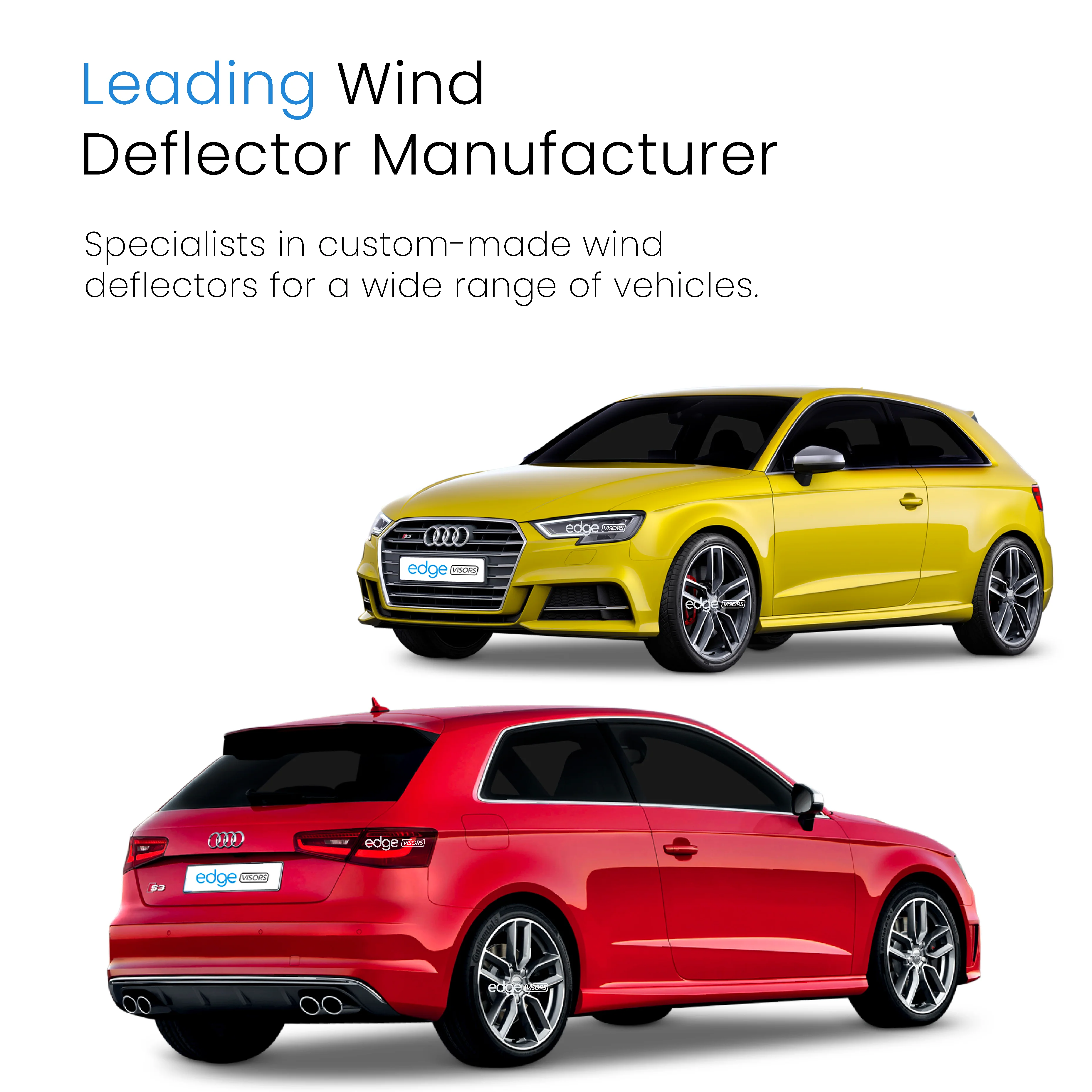 Audi A3 or S3 MK3 2013-2020 3 Door Hatchback Wind Deflectors 2pc - Image 4