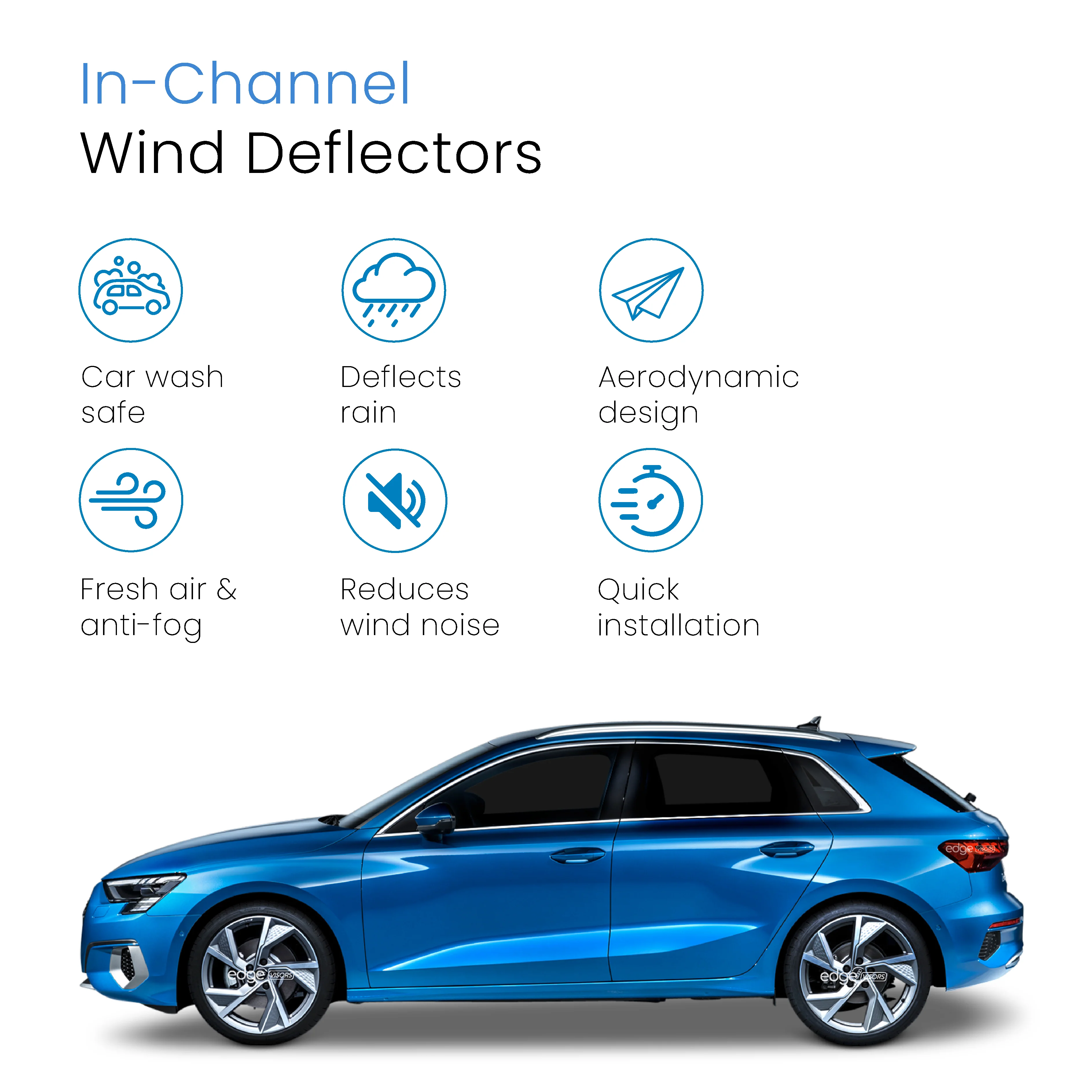 Audi A3 or S3 MK4 2020 - onwards 5 Door Y8 Sportback Hatchback Wind Deflectors 4pc - Image 3