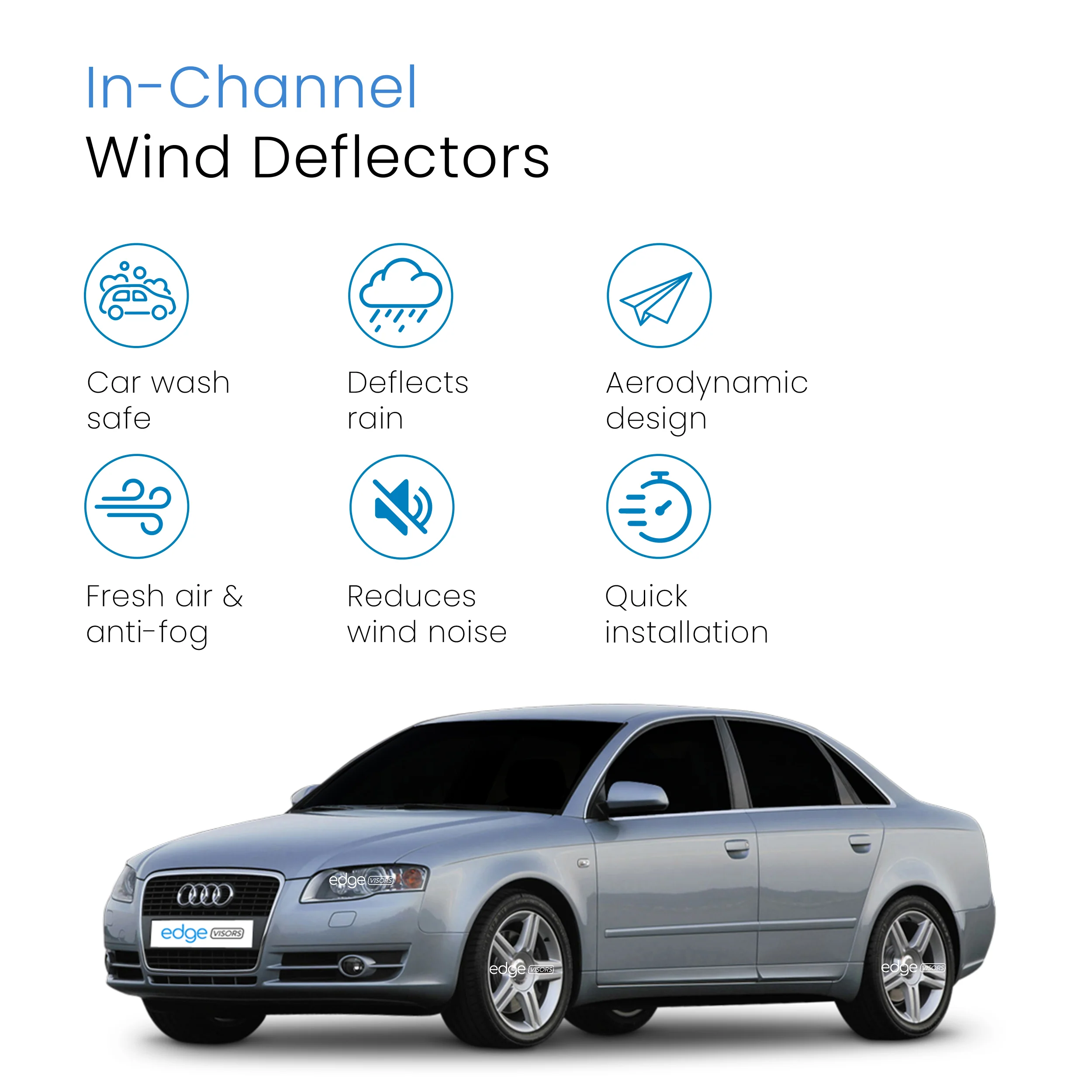 Audi A4 B6/B7 2000-2009 4 Door Saloon Wind Deflectors 4pc - Image 3