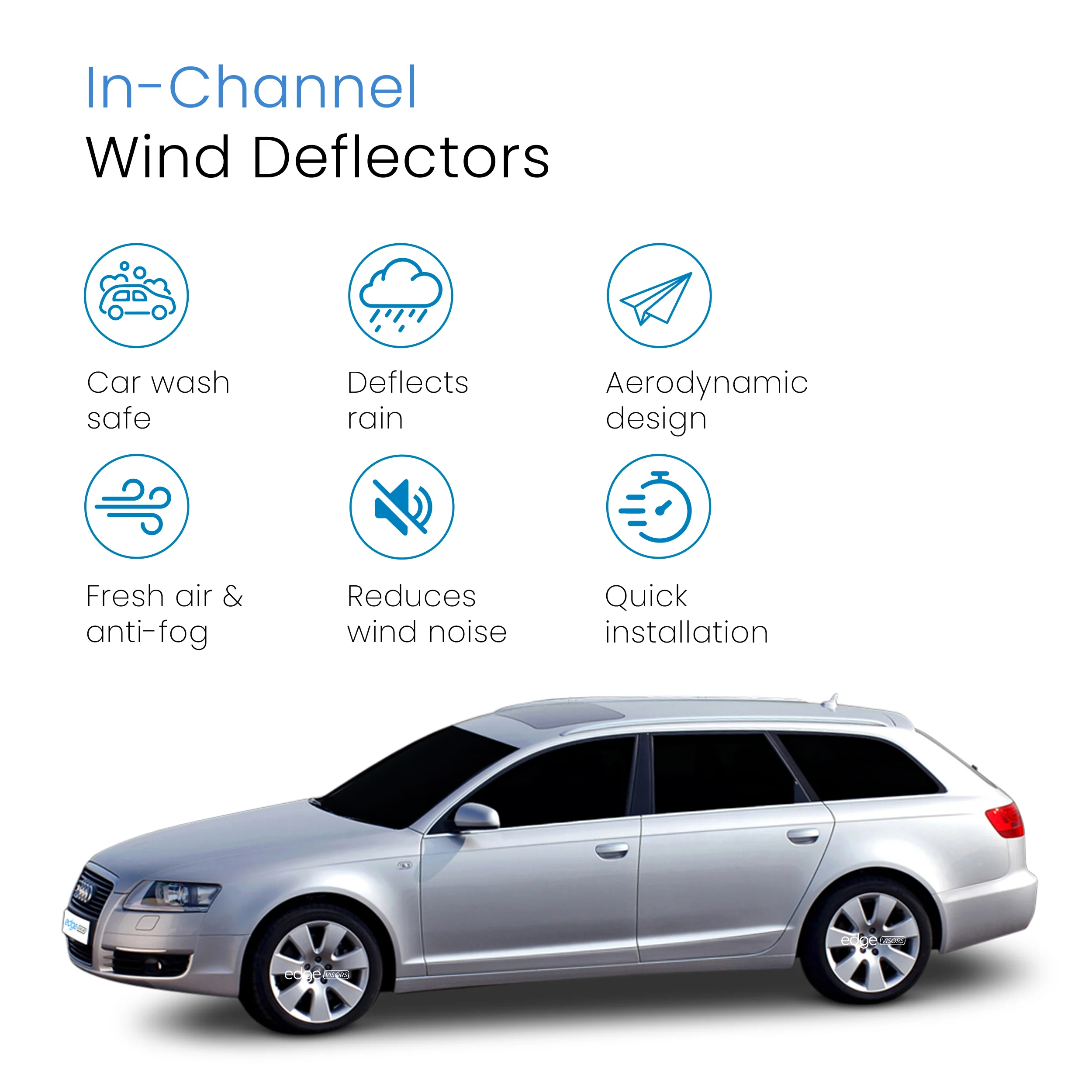 Audi A4 B6/B7 2000-2009 5 Door Avante Estate Wind Deflectors 4pc - Image 3