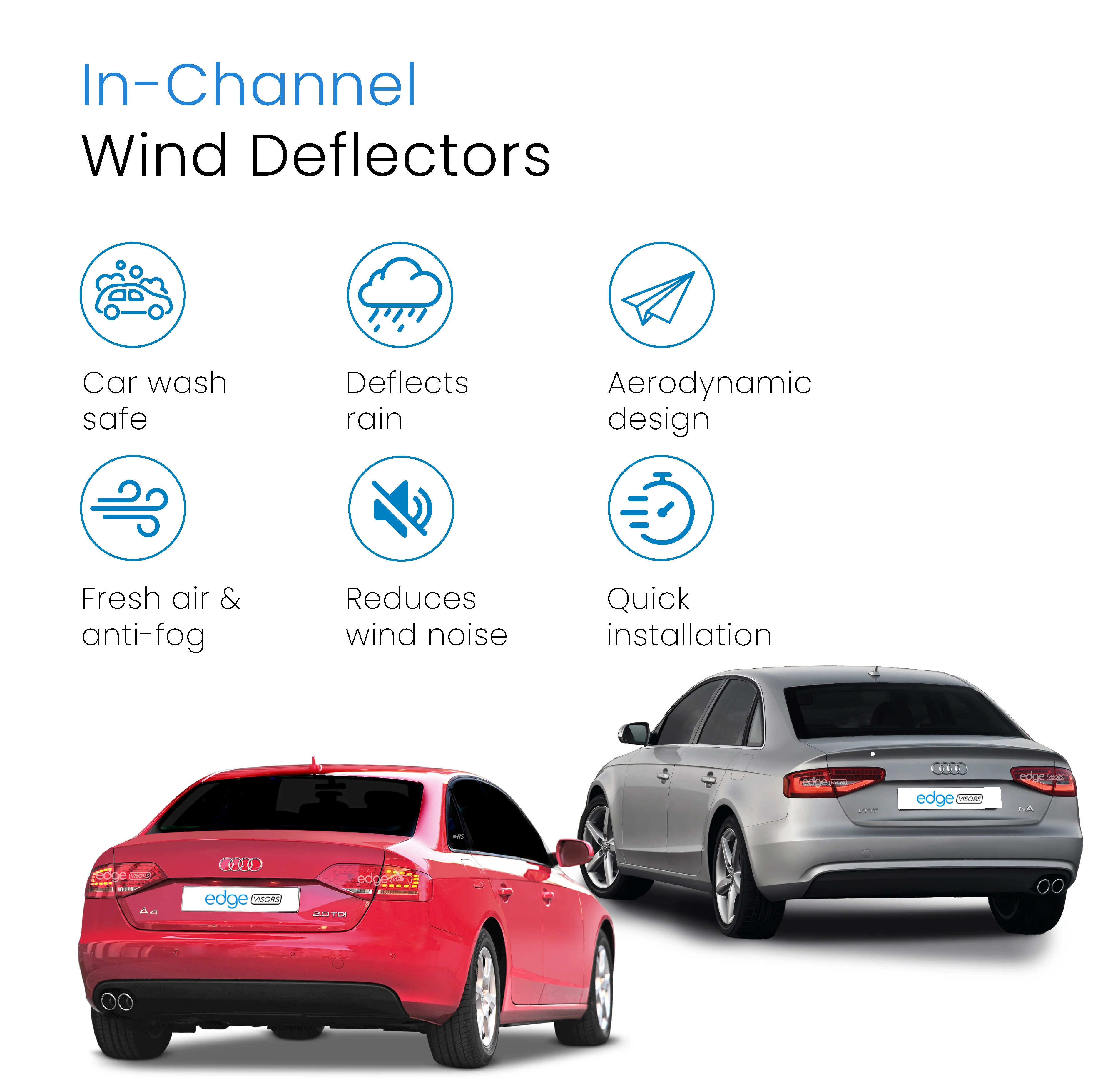 Audi A4 B8 2009-2015 4 Door Saloon Wind Deflectors 4pc - Image 3