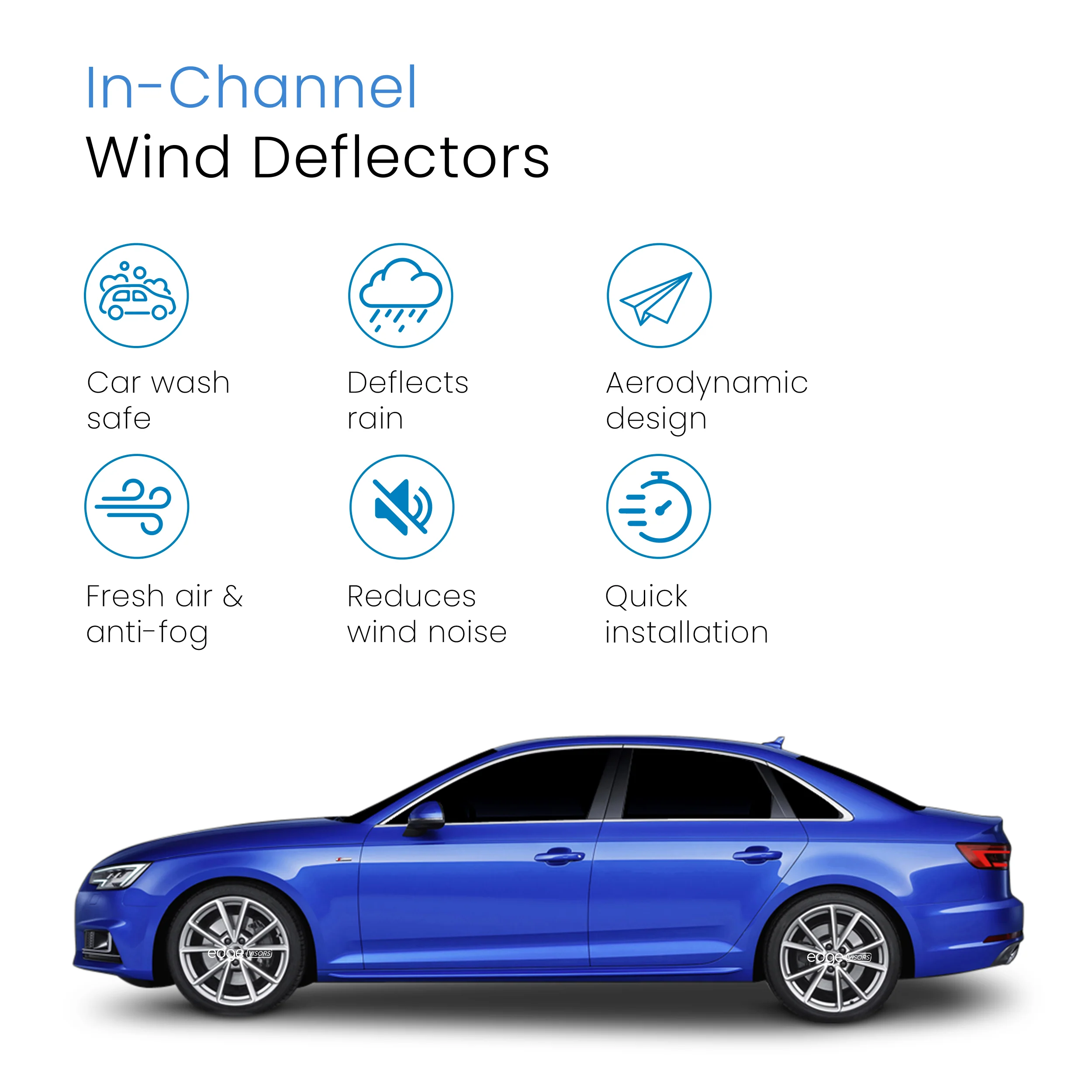 Audi A4 B9 2015-onwards 4 Door Saloon Wind Deflectors 4pc - Image 3