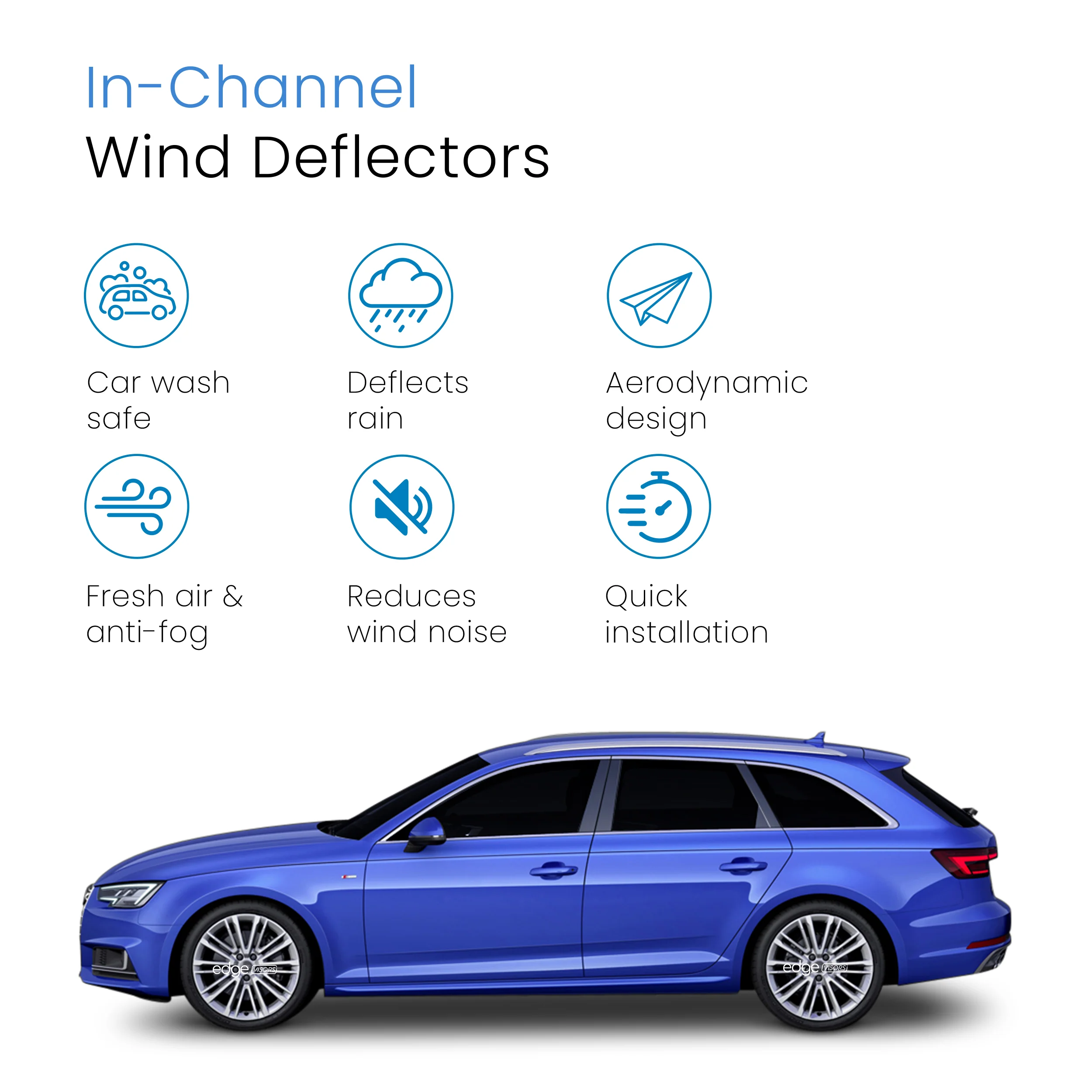 Audi A4 B9 2015-onwards 5 Door Avante Estate Wind Deflectors 4pc - Image 3