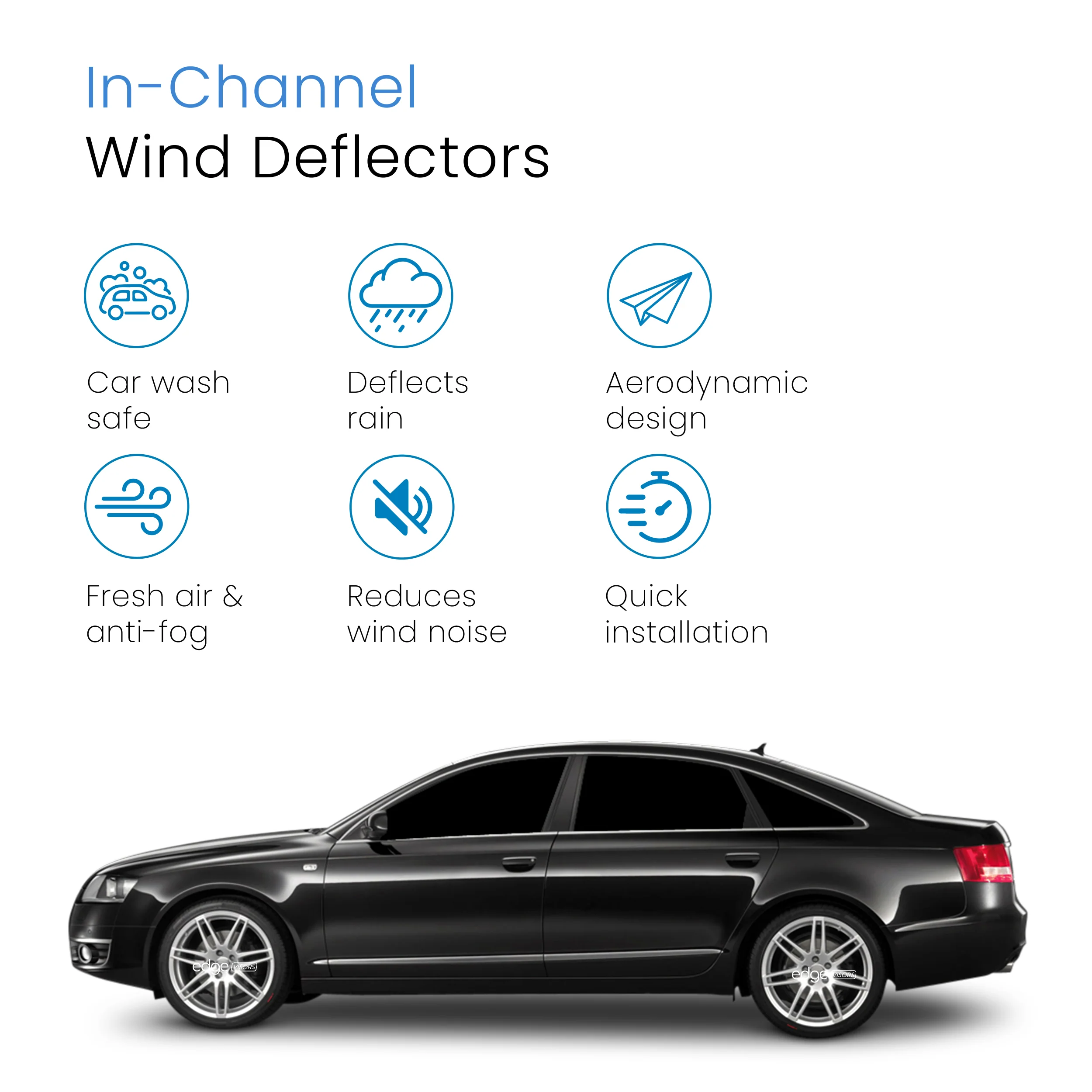 Audi A6 C6 2004-2011 4 Door Saloon Wind Deflectors 4pc - Image 3