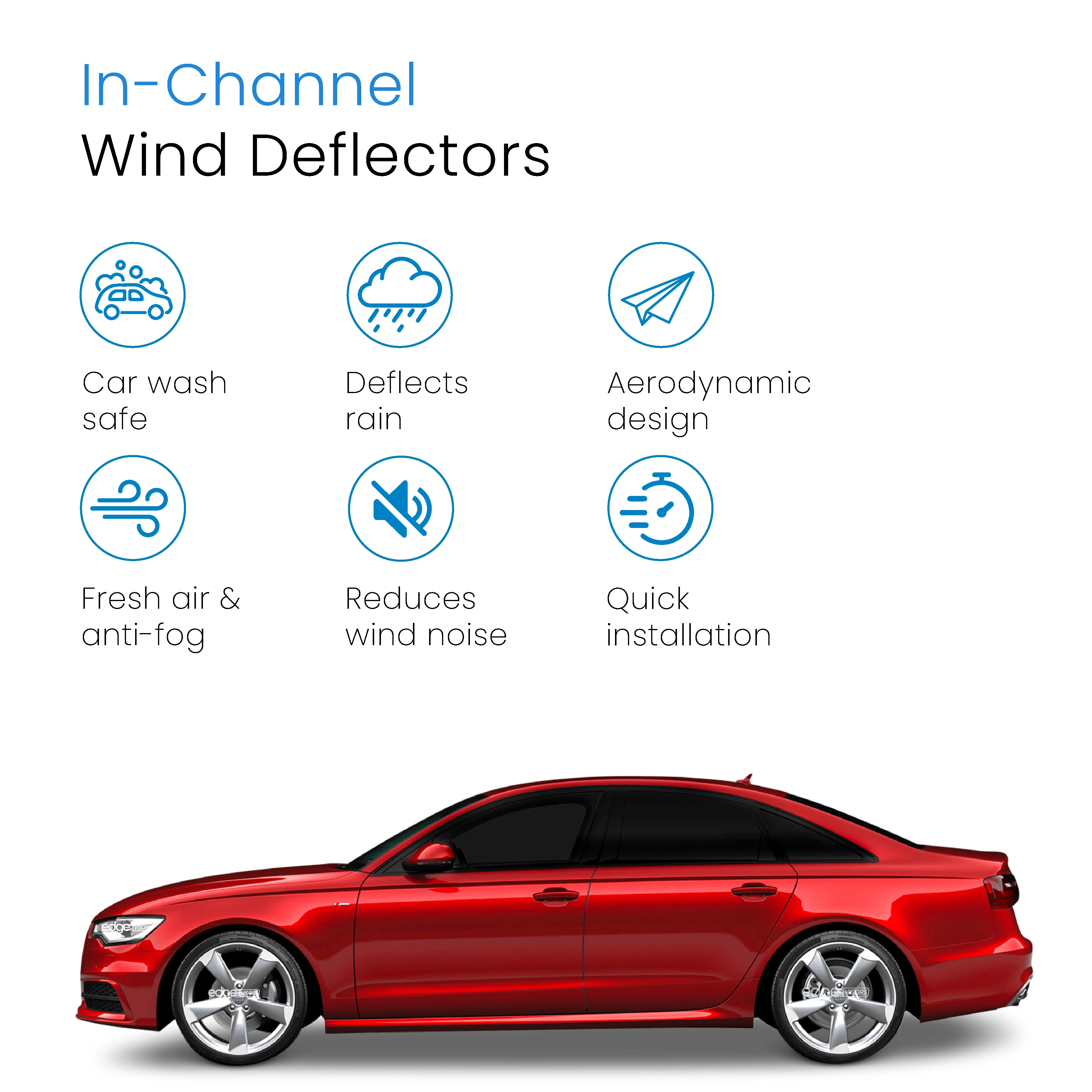 Audi A6 C7 2011-2018 4 Door Saloon Wind Deflectors 4pc - Image 3
