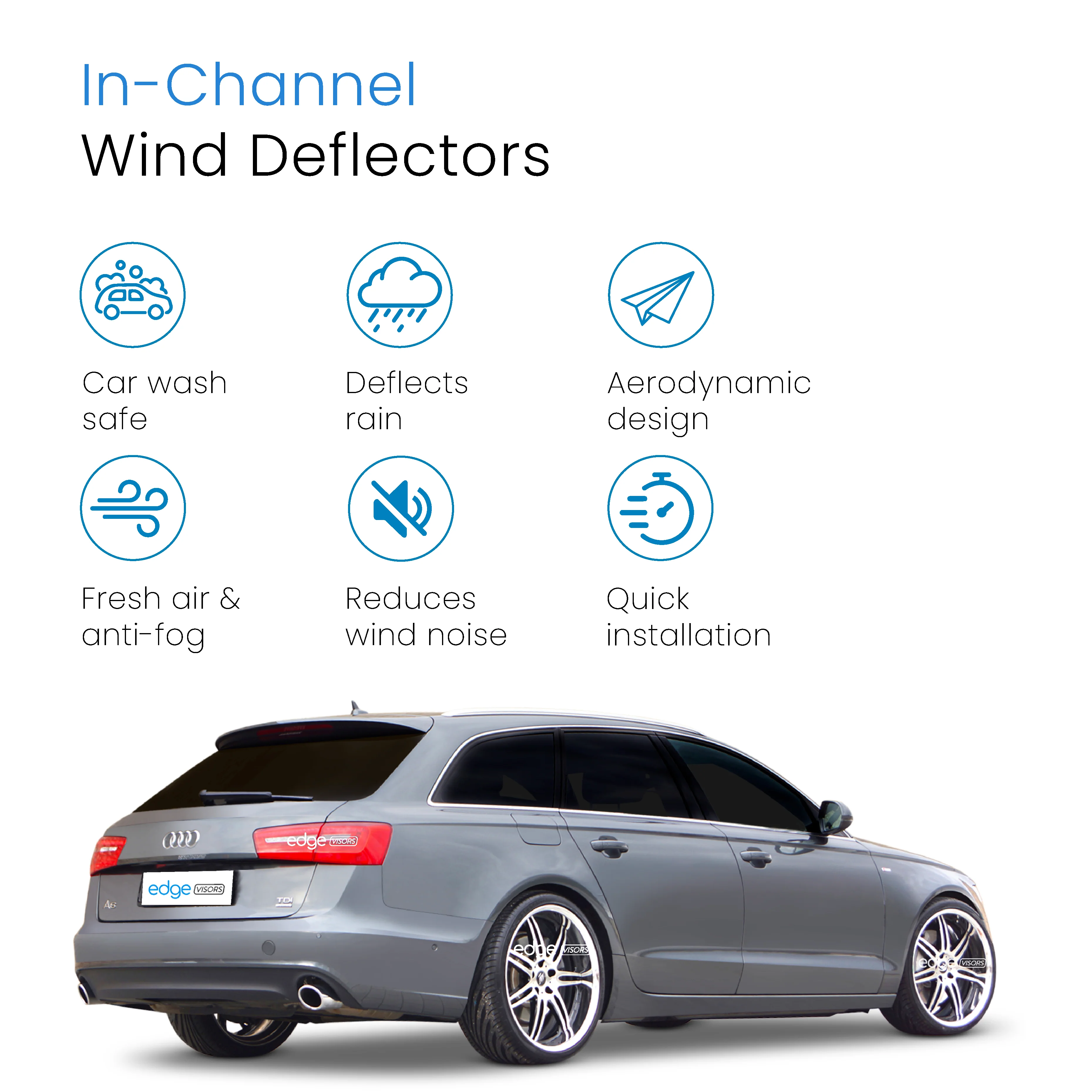 Audi A6 C7 2011-2018 5 Door Avante Estate Wind Deflectors 4pc - Image 3