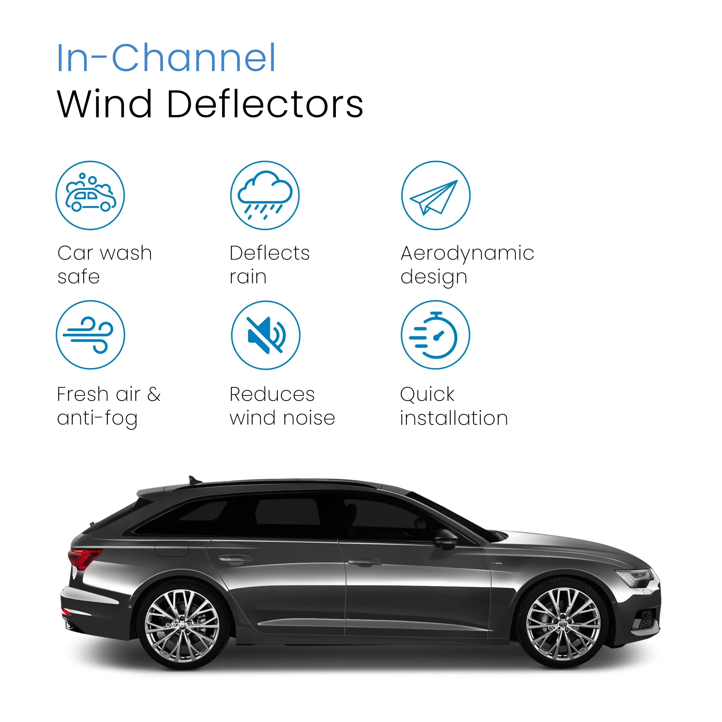 Audi A6 C8 or Allroad S6 RS6 2019-onwards 5 Door Estate Wind Deflectors 4pc - Image 3