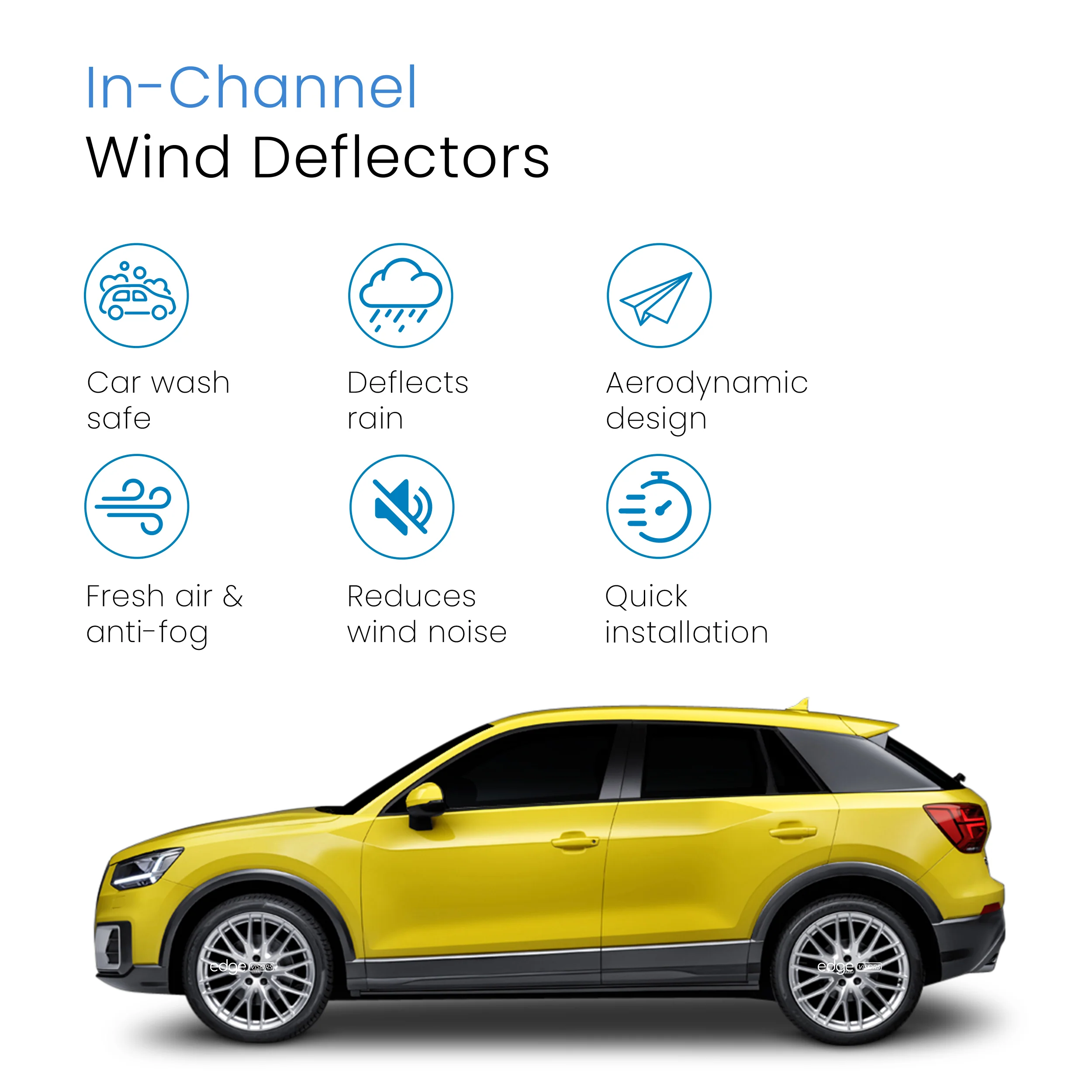 Audi Q2 MK1 2016-onwards 5 Door SUV Wind Deflectors 4pc - Image 3