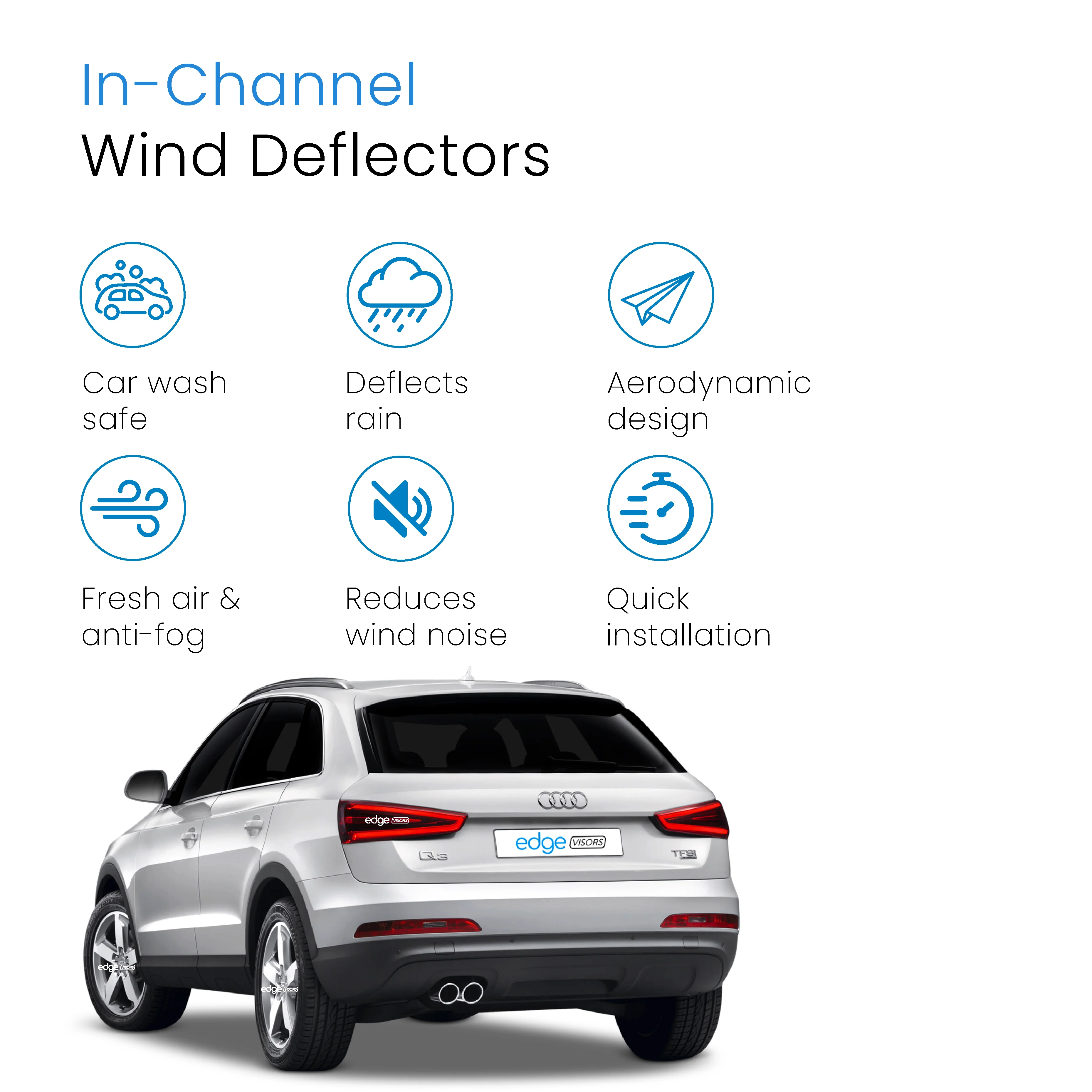 Audi Q3 MK1 2011-2018 5 Door SUV Wind Deflectors 4pc - Image 3