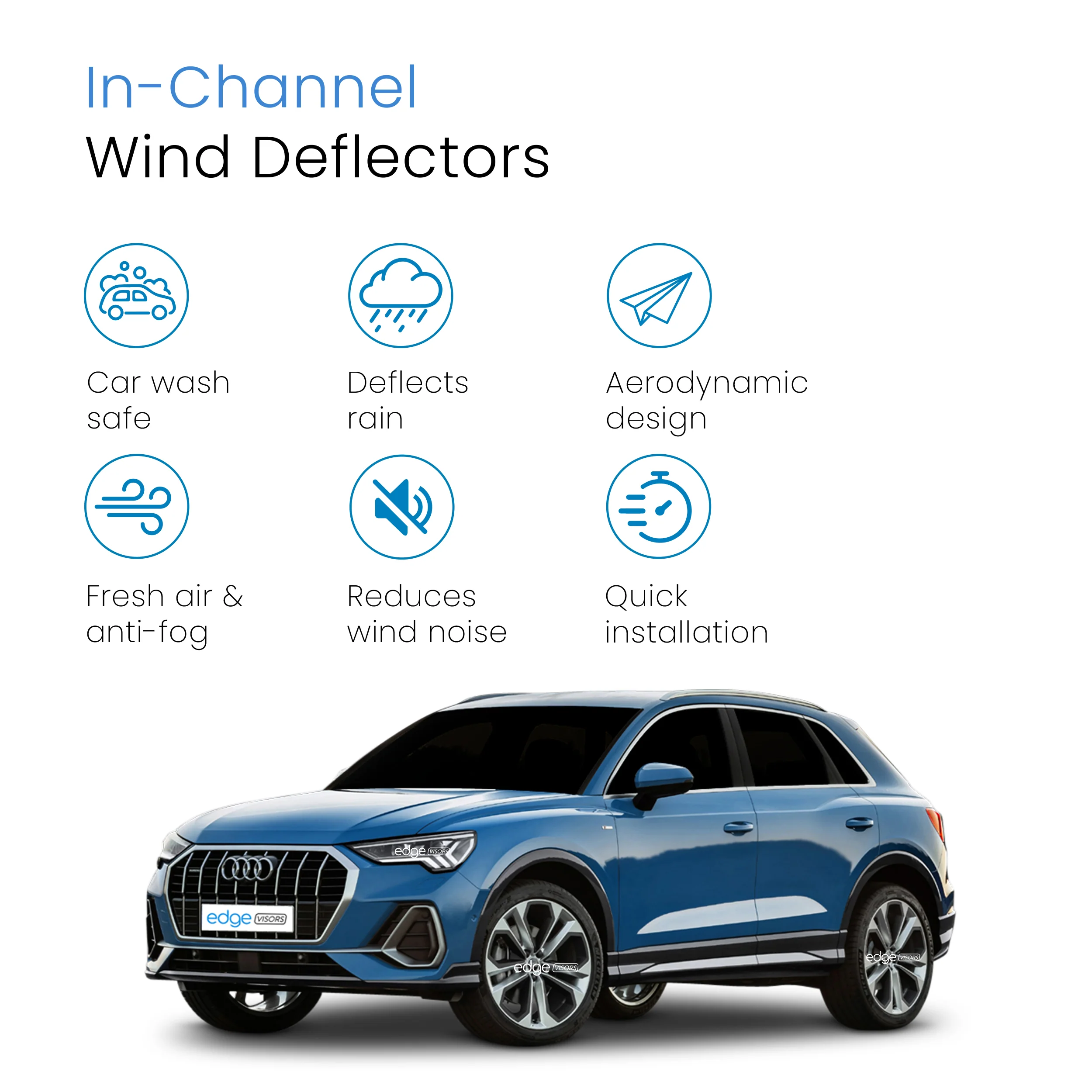 Audi Q3 MK2 2018-onwards 5 Door SUV Wind Deflectors 4pc - Image 3