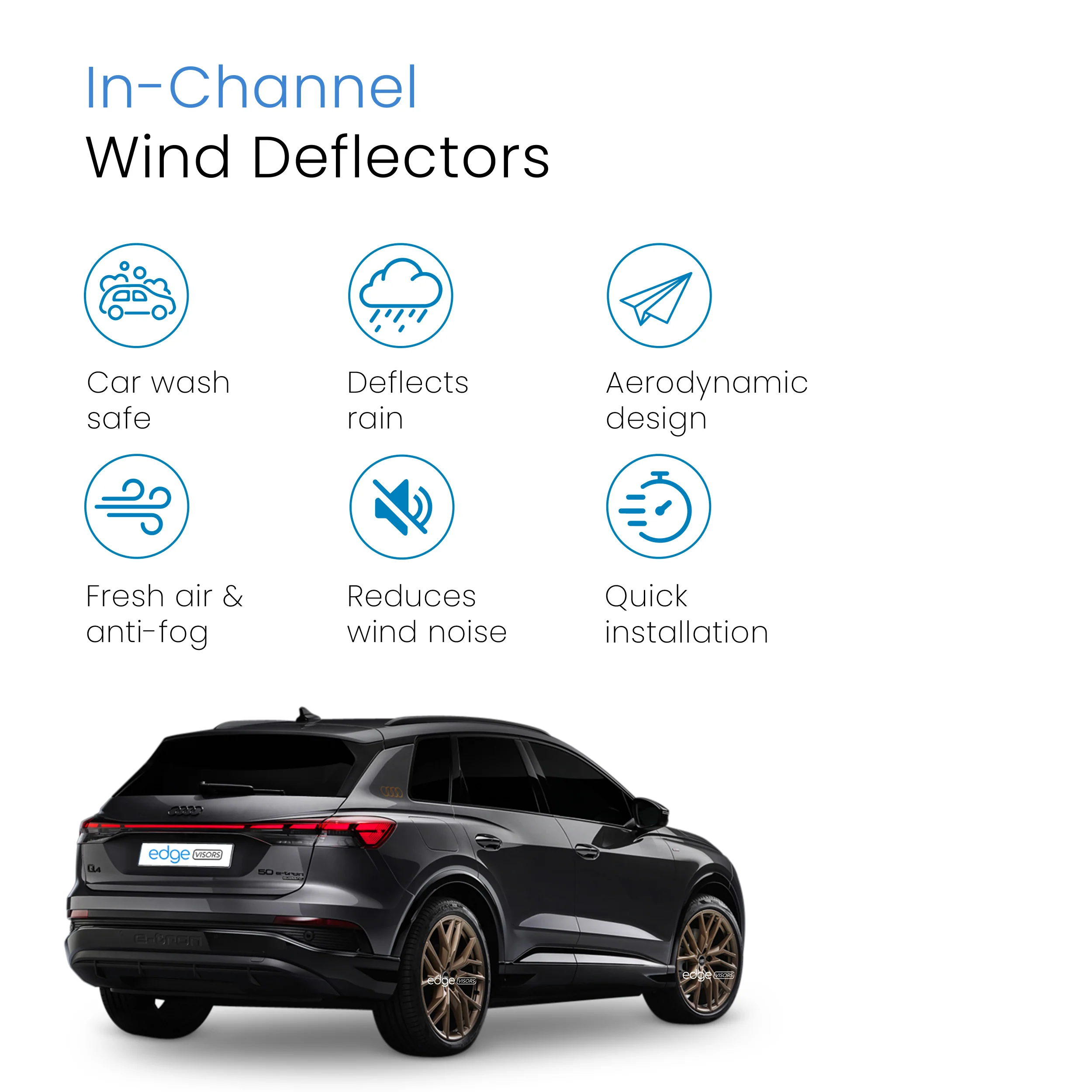 Audi Q4 e-tron 2021-2025 5 Door SUV Wind Deflectors 4pc - Image 3