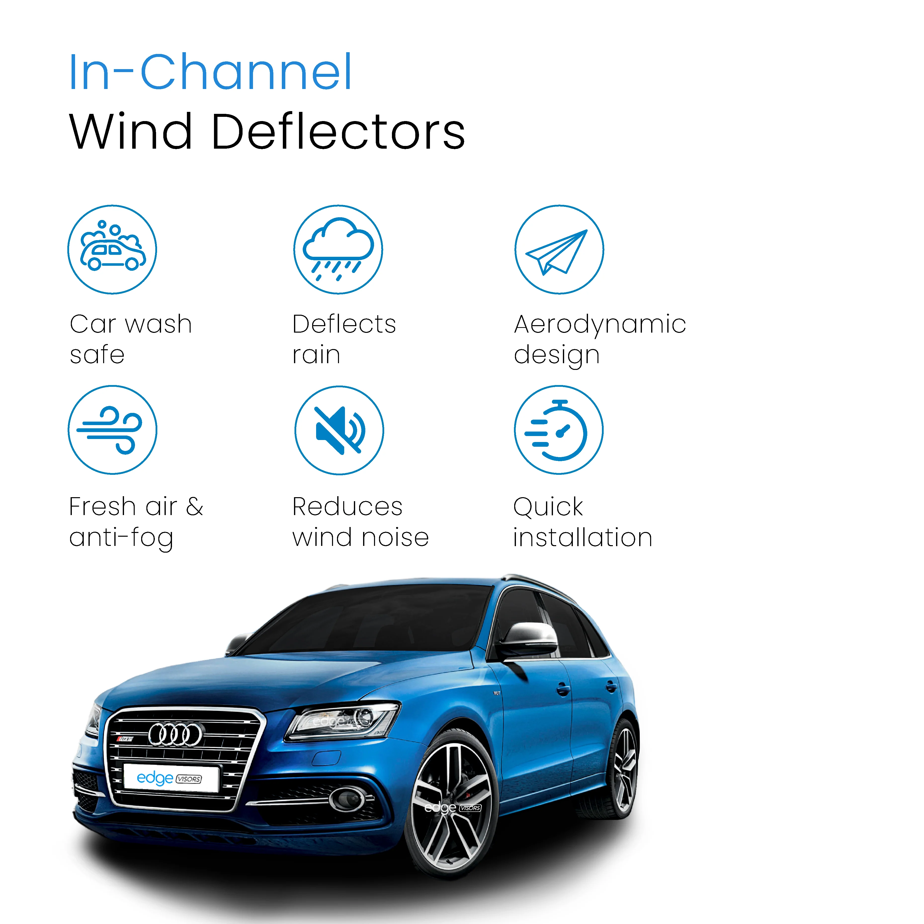 Audi Q5 MK1 2008-2016 5 Door SUV Wind Deflectors 4pc - Image 3