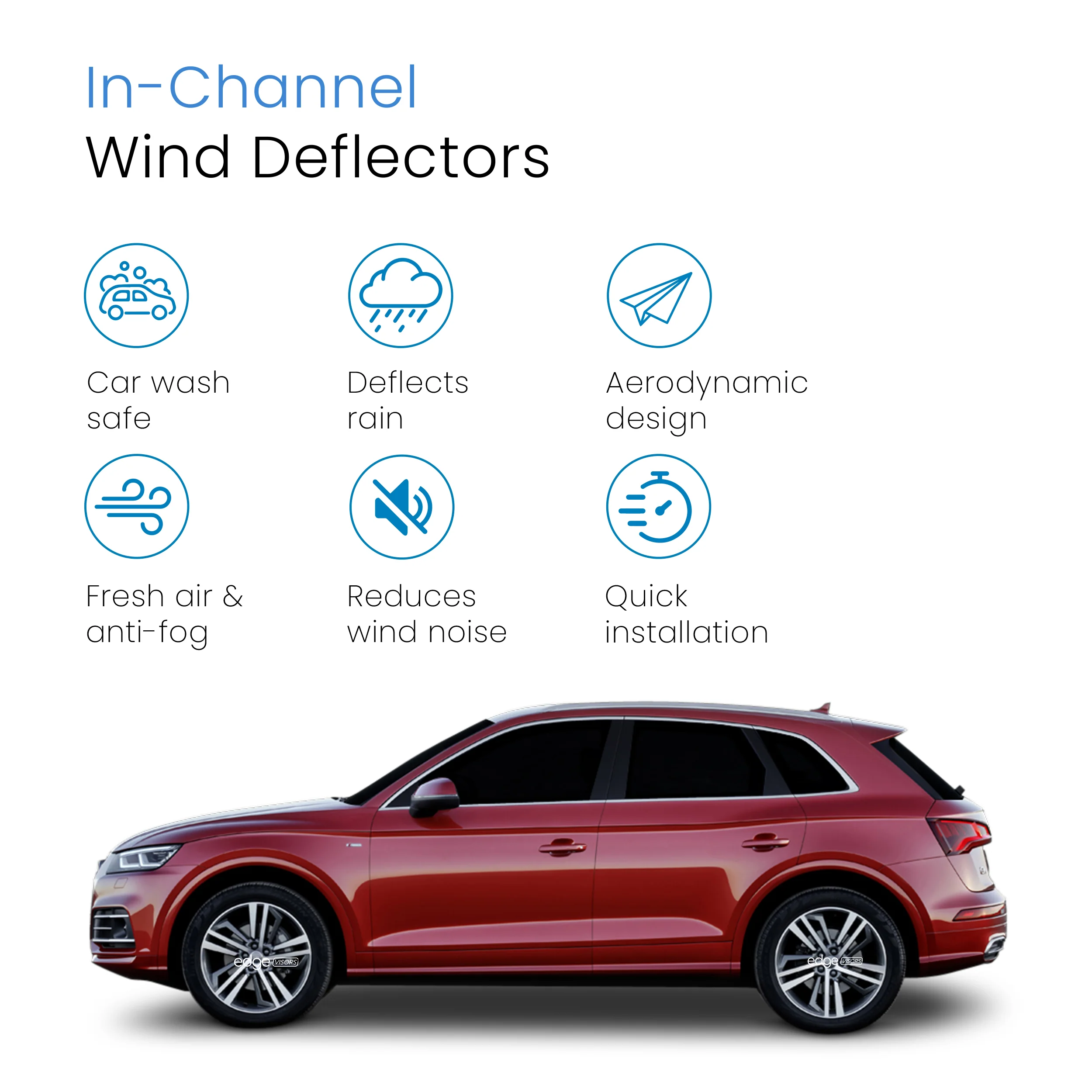 Audi Q5 MK2 2016-2024 5 Door SUV Wind Deflectors 4pc - Image 3