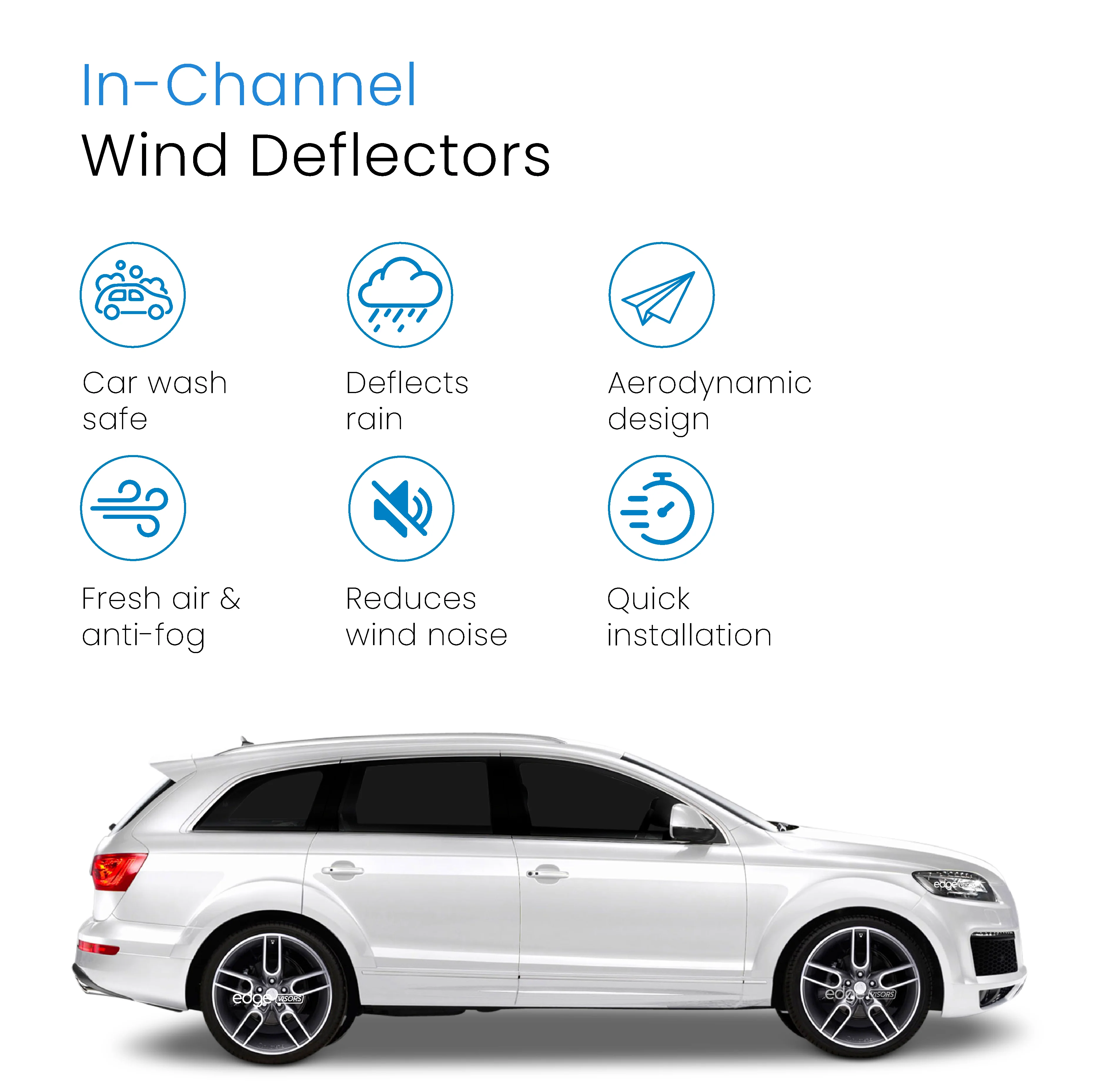 Audi Q7 MK1 2005-2015 5 Door SUV Wind Deflectors 4pc - Image 3
