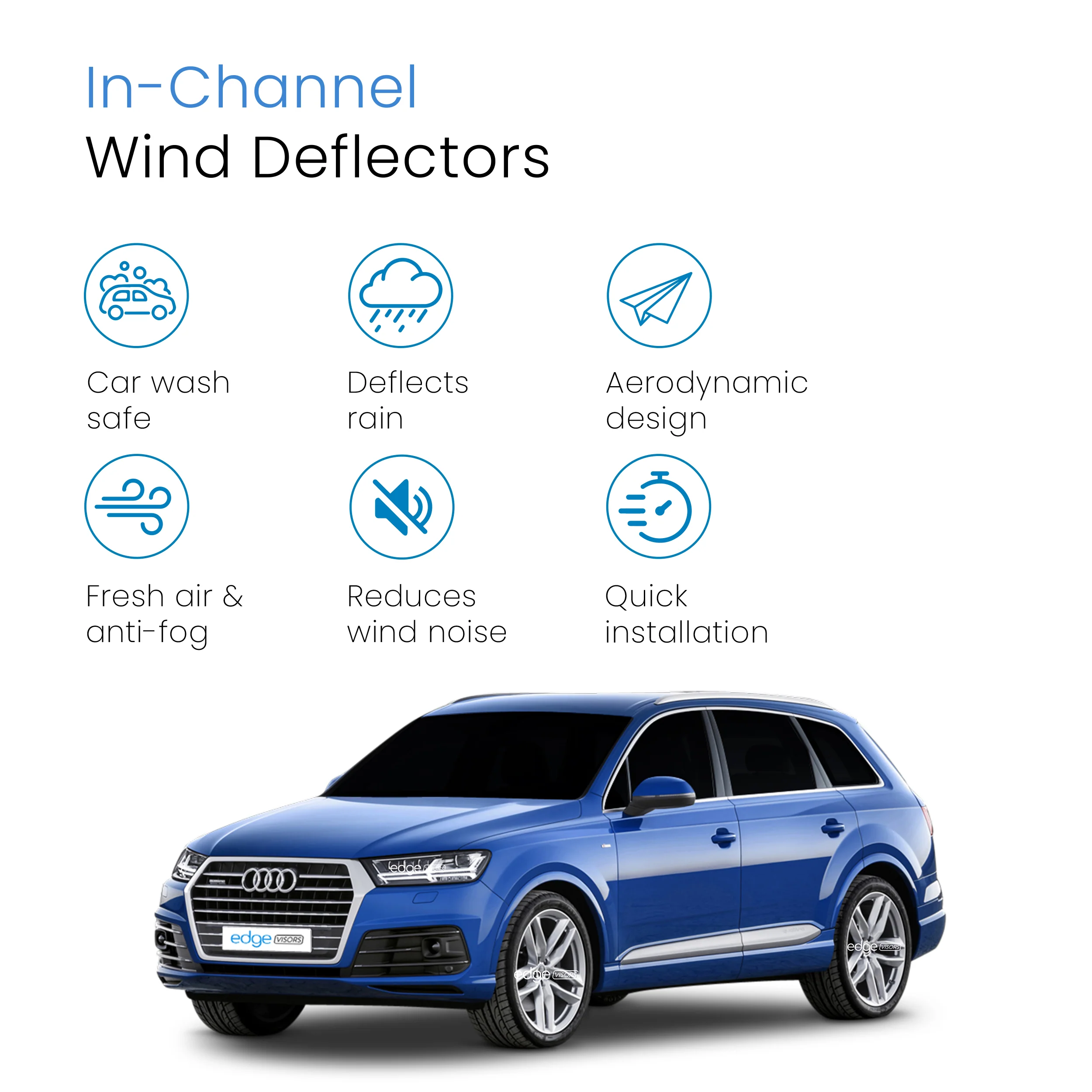 Audi Q7 MK2 2015-onwards 5 Door SUV Wind Deflectors 4pc - Image 3