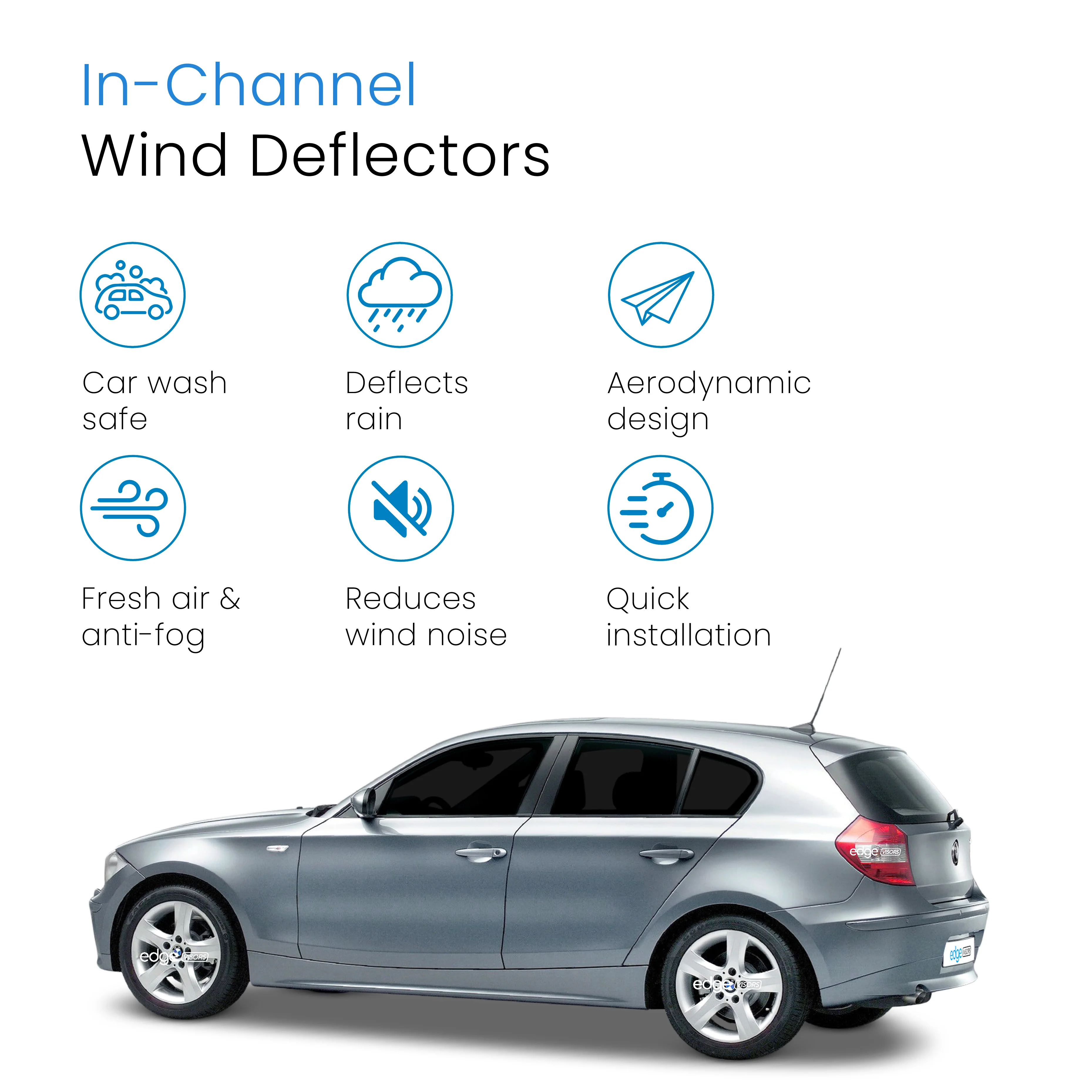 BMW 1 Series E87 2004-2011 5 Door Hatchback Wind Deflectors 4pc - Image 3