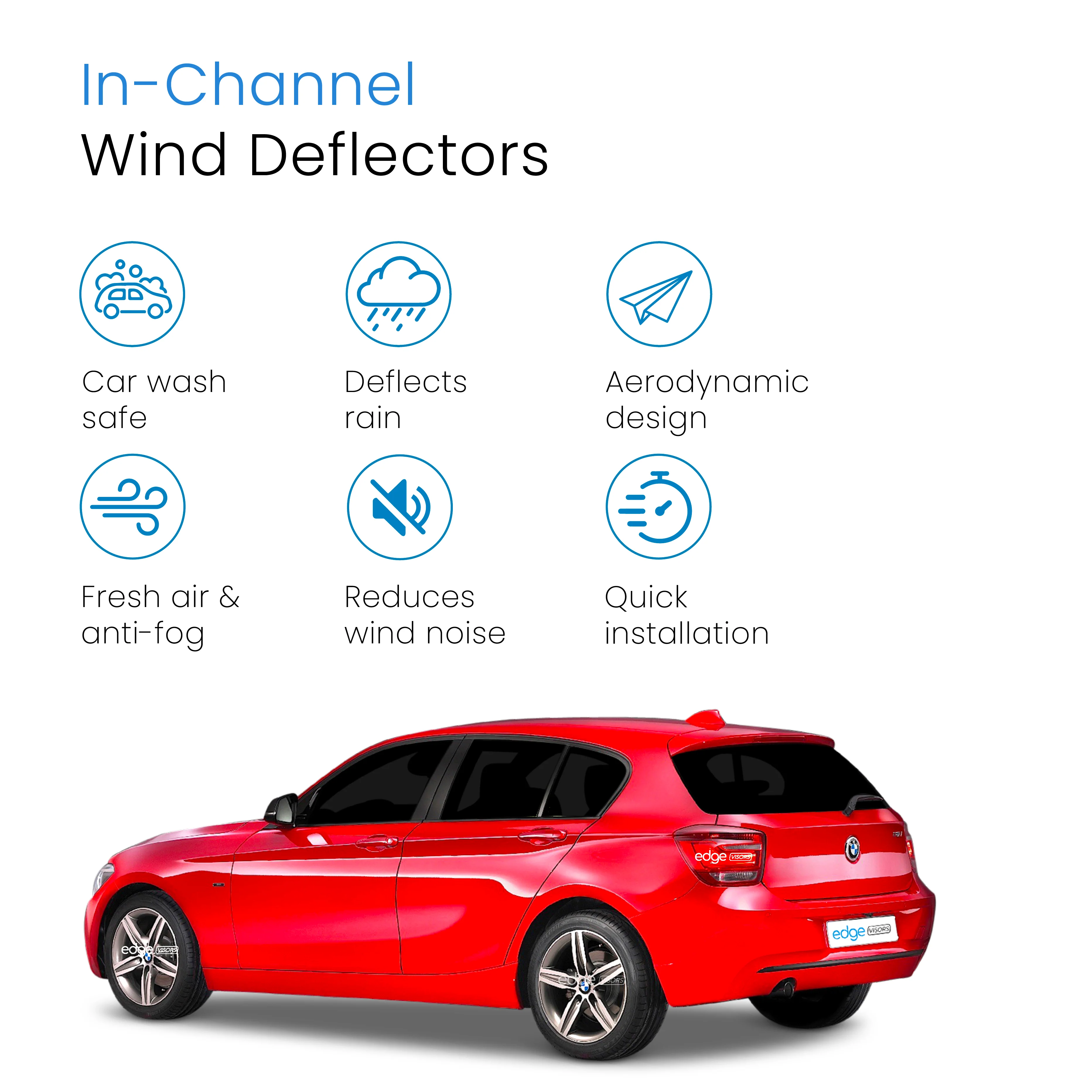 BMW 1 Series F20 2011-2019 5 Door Hatchback Wind Deflectors 4pc - Image 3