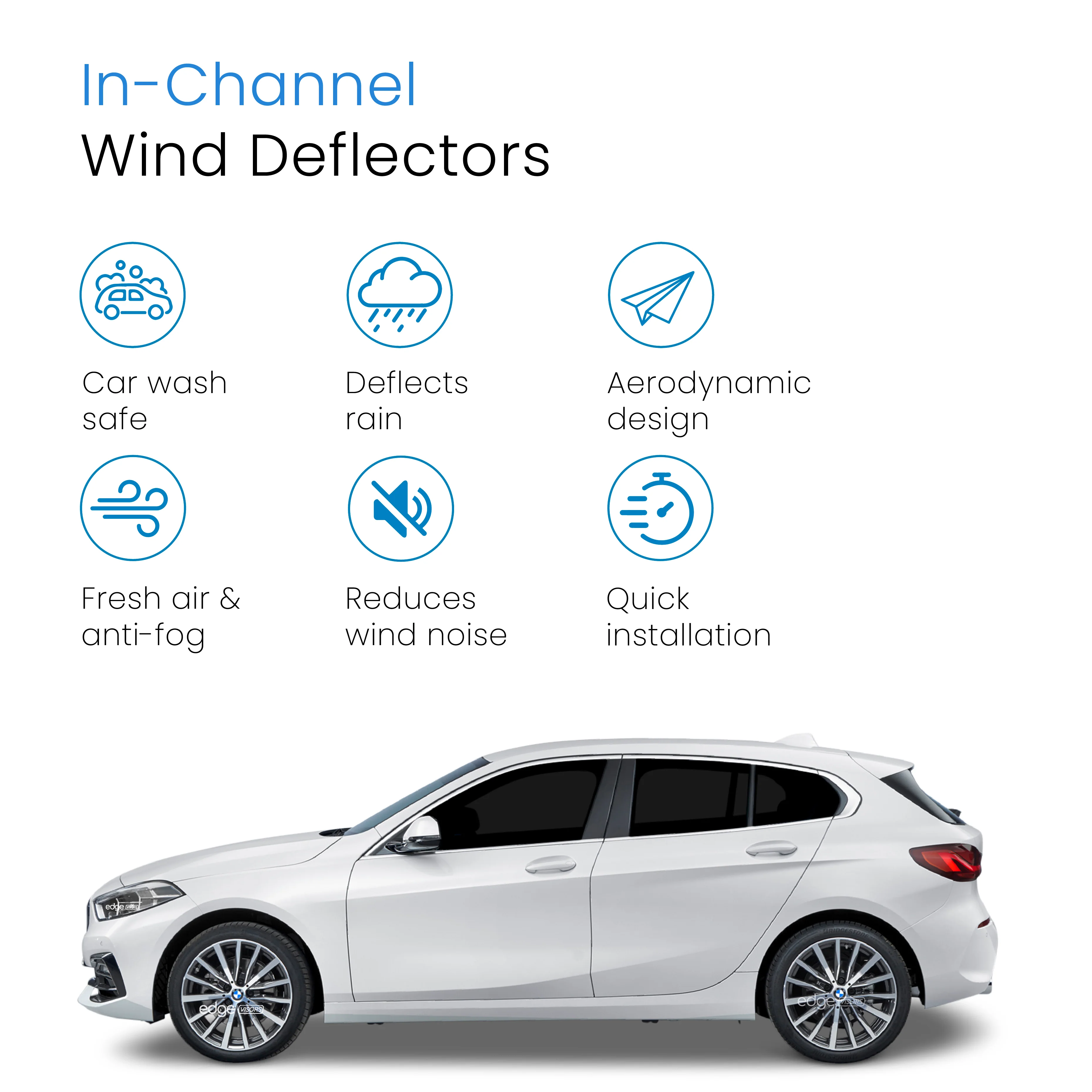 BMW 1 Series F40 2019-2024 5 Door Hatchback Wind Deflectors 4pc - Image 3