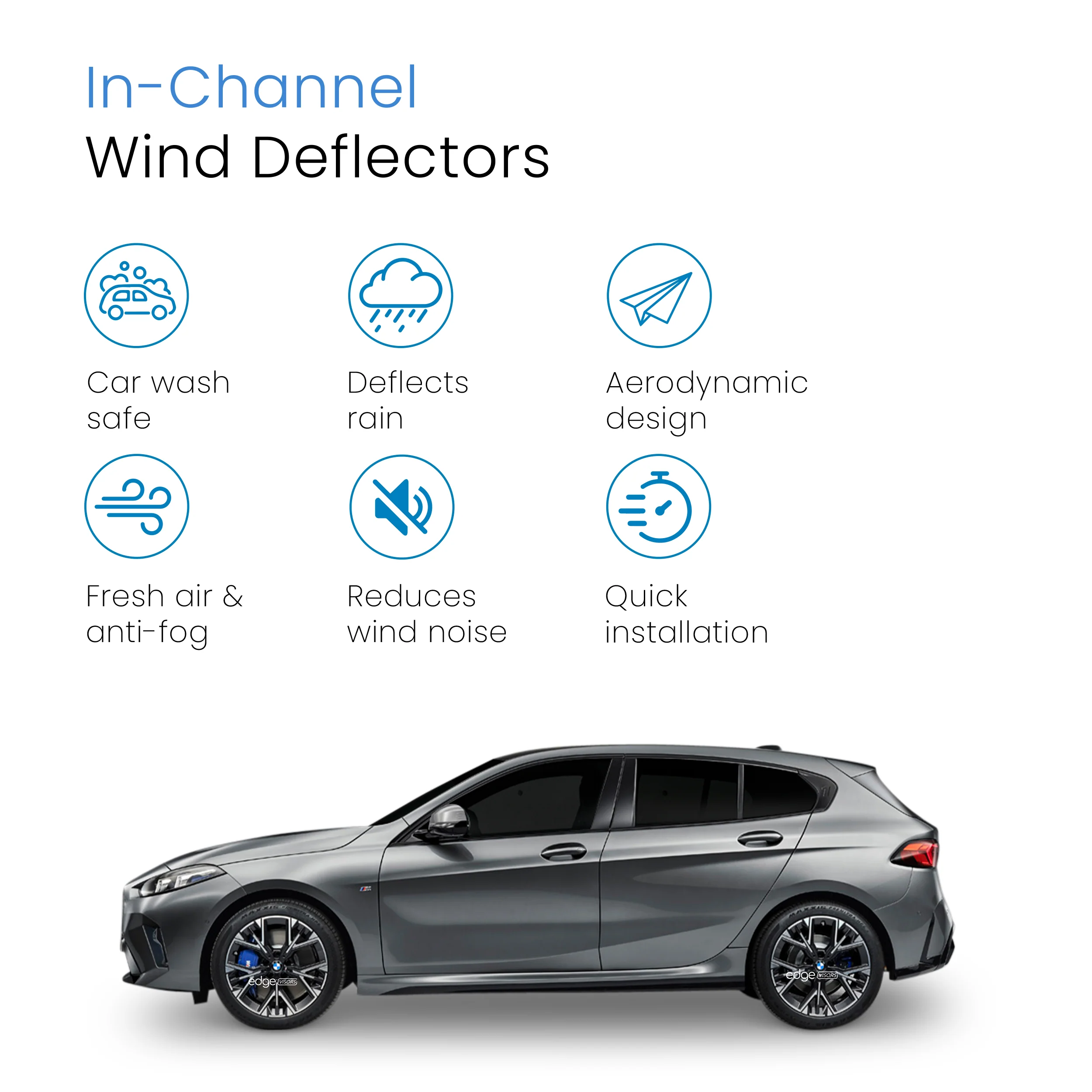 BMW 1 Series F70 2024-onwards 5 Door Hatchback Wind Deflectors 4pc - Image 3