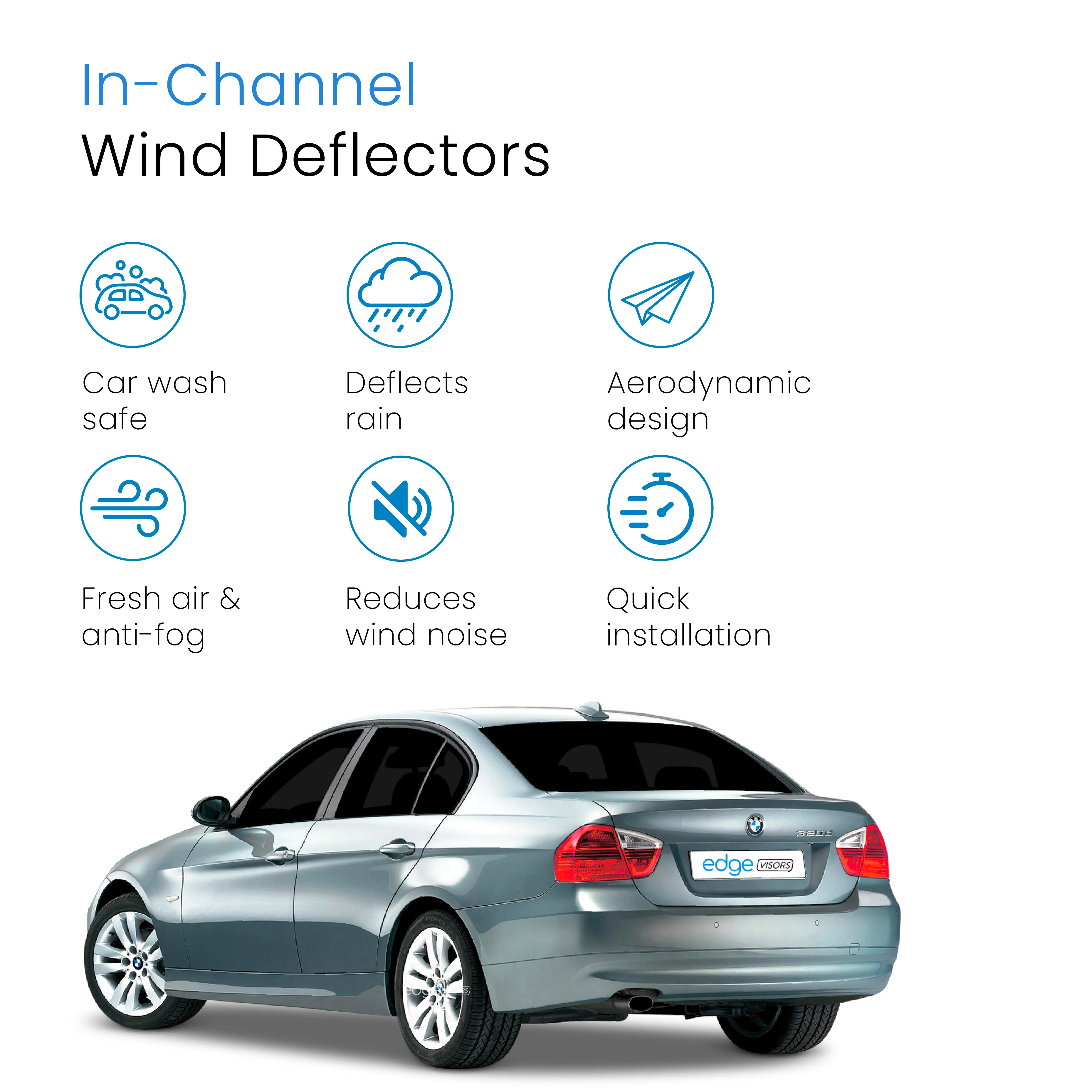 BMW 3 Series E90 2005-2012 4 Door Saloon Wind Deflectors 4pc - Image 3