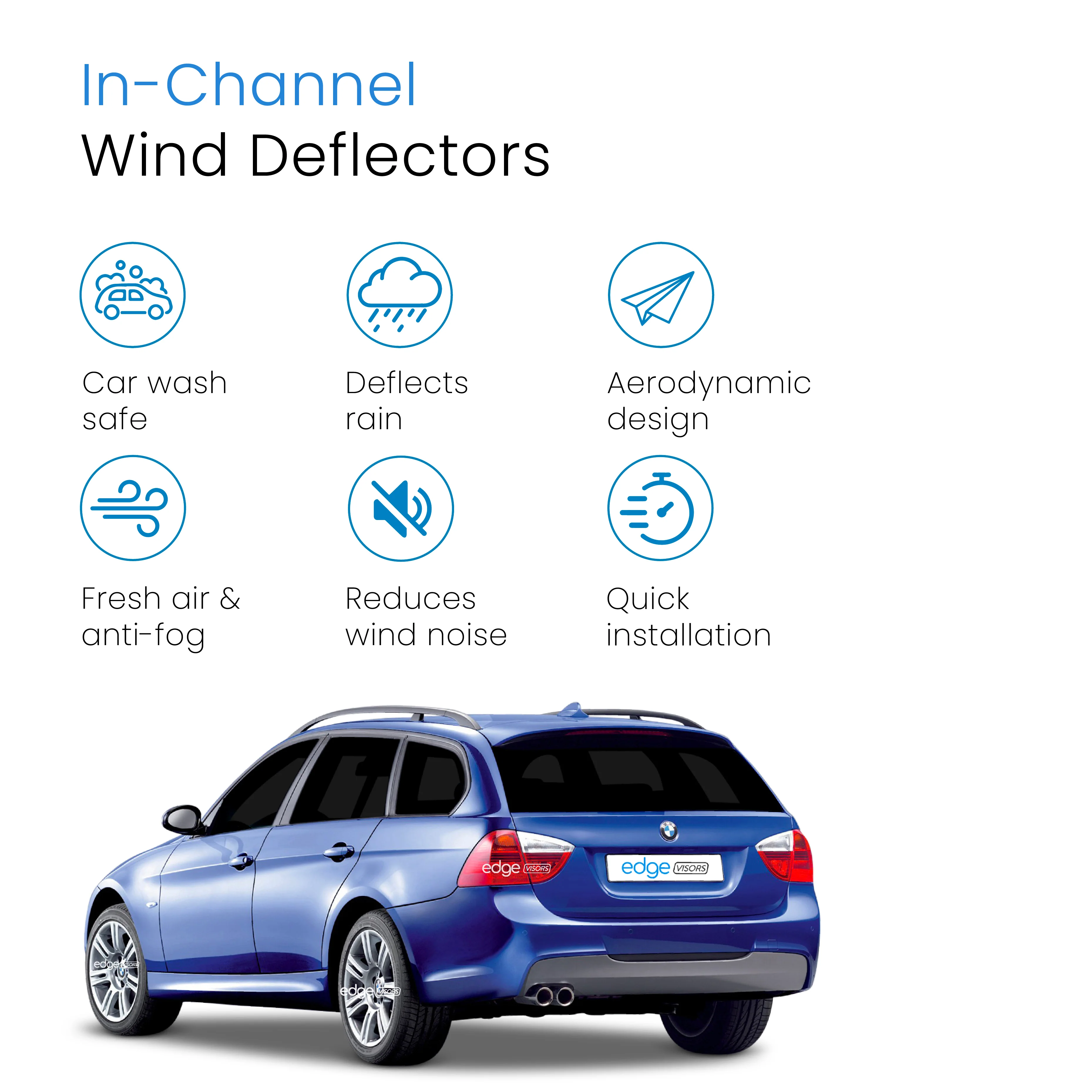 BMW 3 Series E91 Touring 2005-2012 5 Door Estate Wind Deflectors 4pc - Image 3