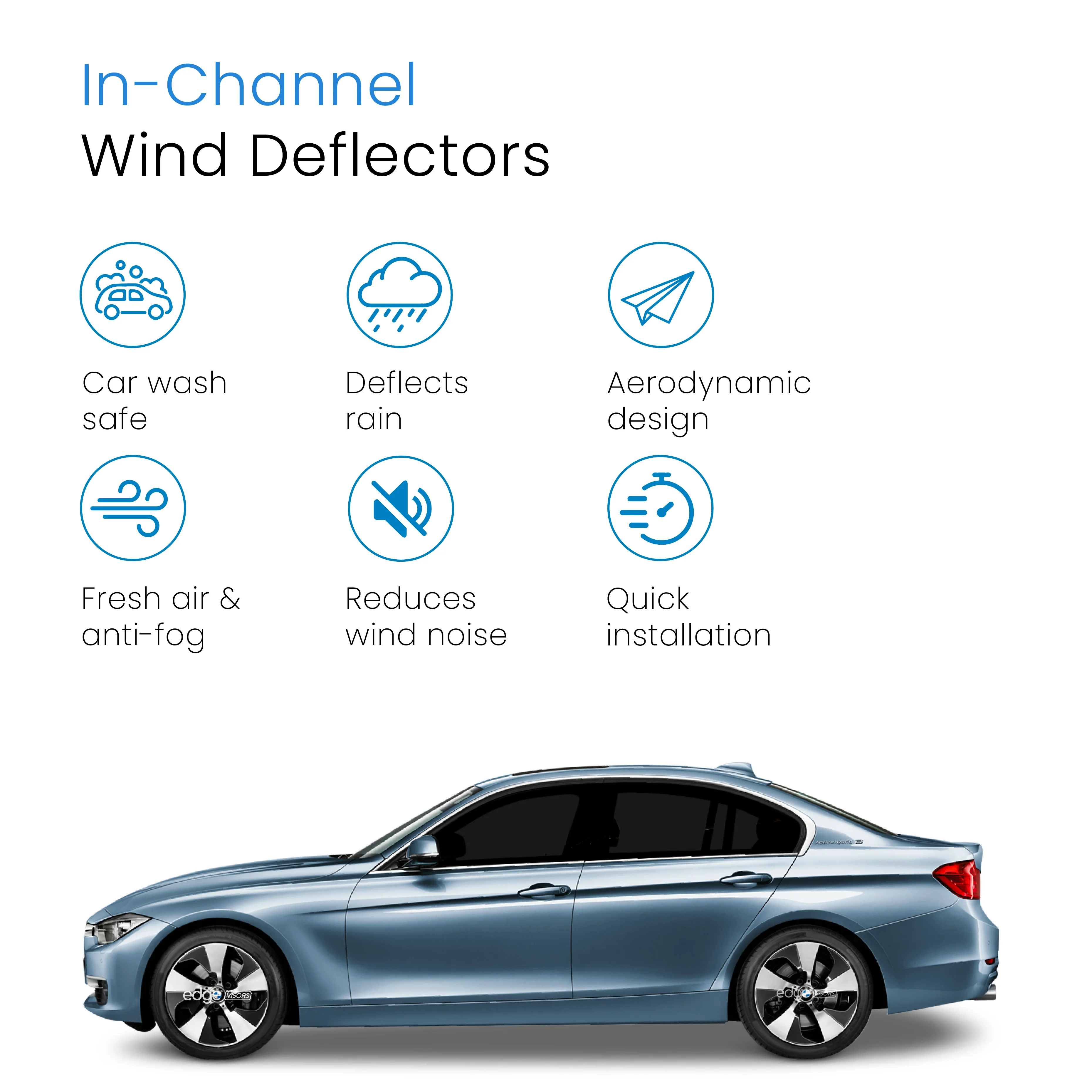 BMW 3 Series F30 2012-2018 4 Door Saloon Wind Deflectors 4pc - Image 3