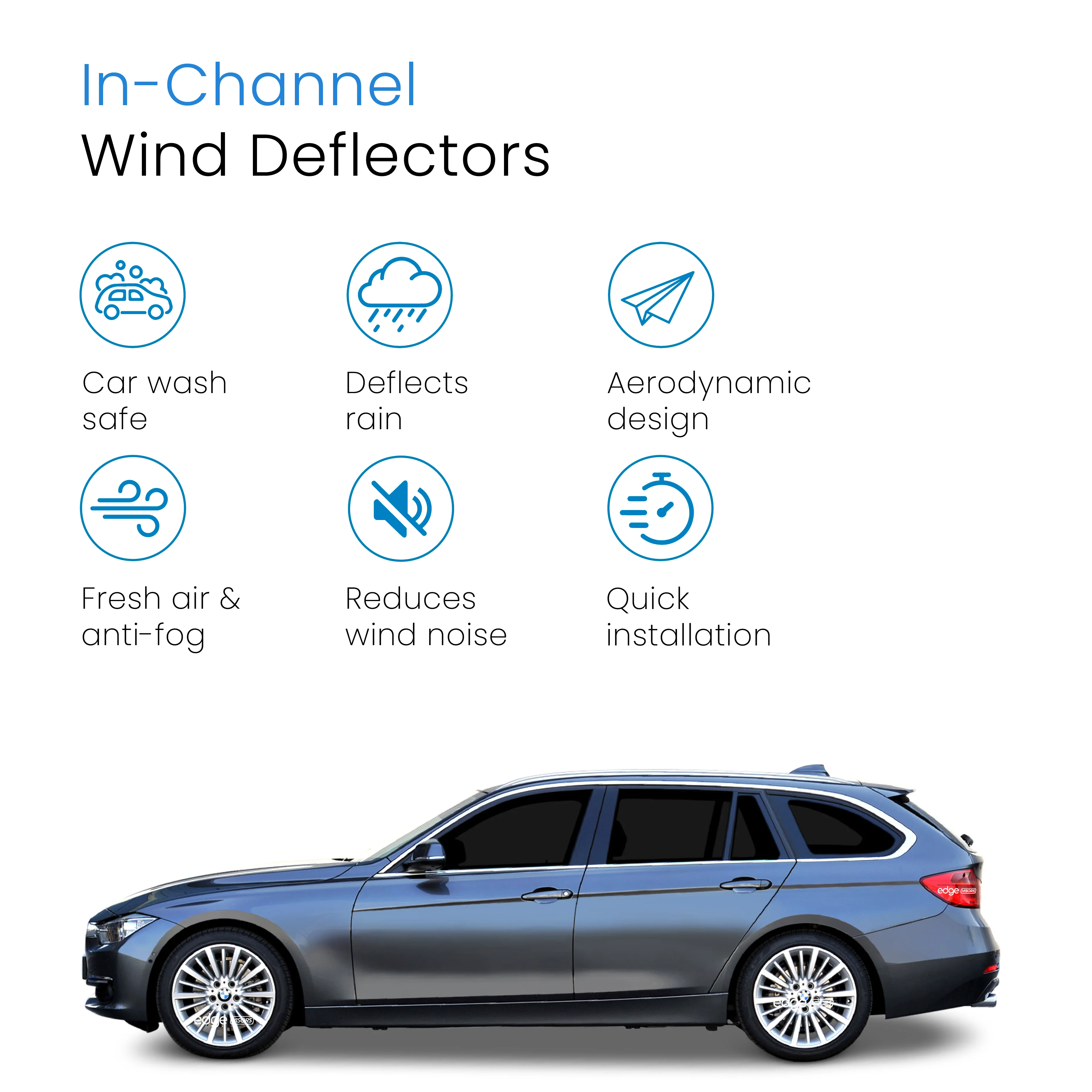 BMW 3 Series F31 Touring 2011-2018 5 Door Estate Wind Deflectors 4pc - Image 3