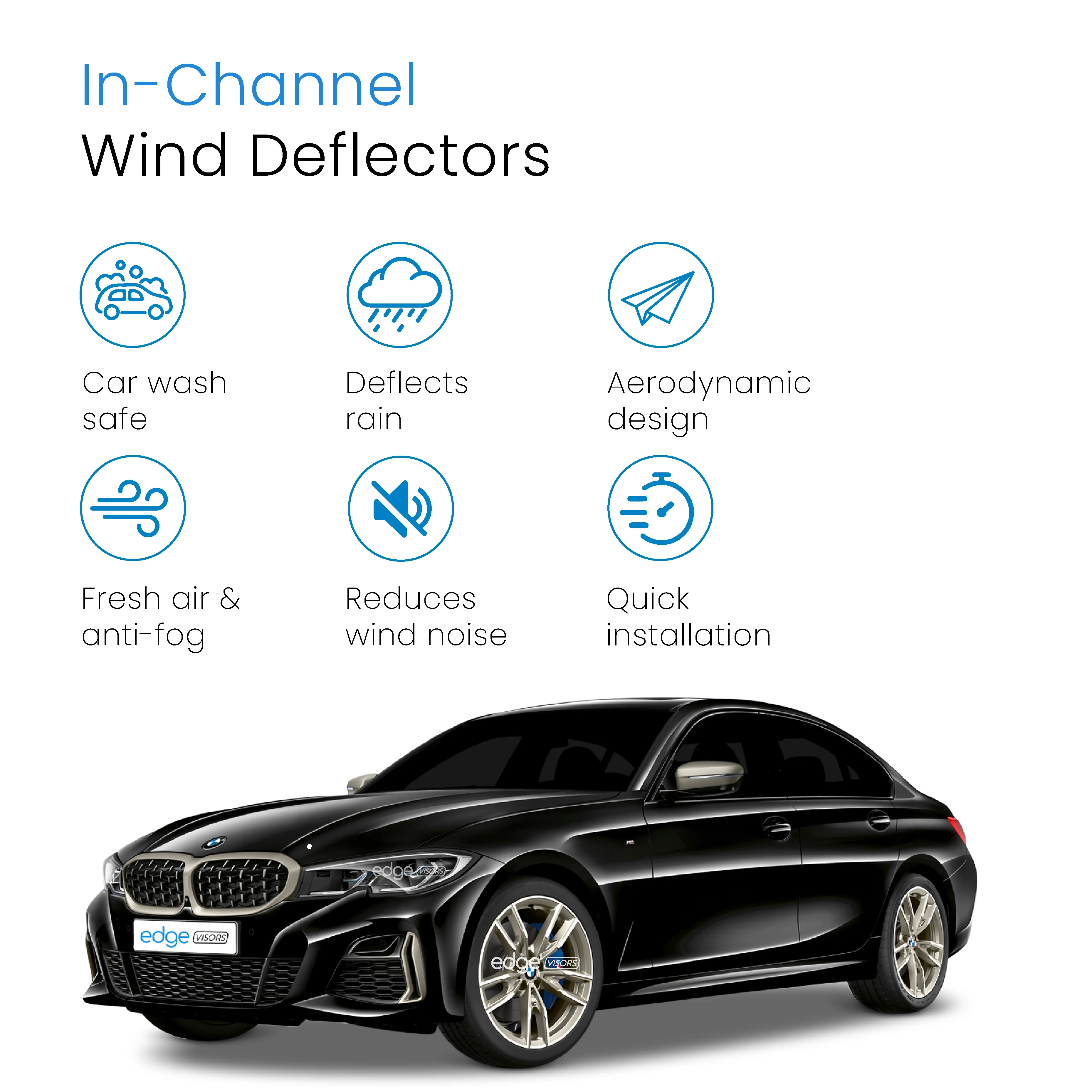 BMW 3 Series G20 2019-2026 4 Door Saloon Wind Deflectors 4pc - Image 3
