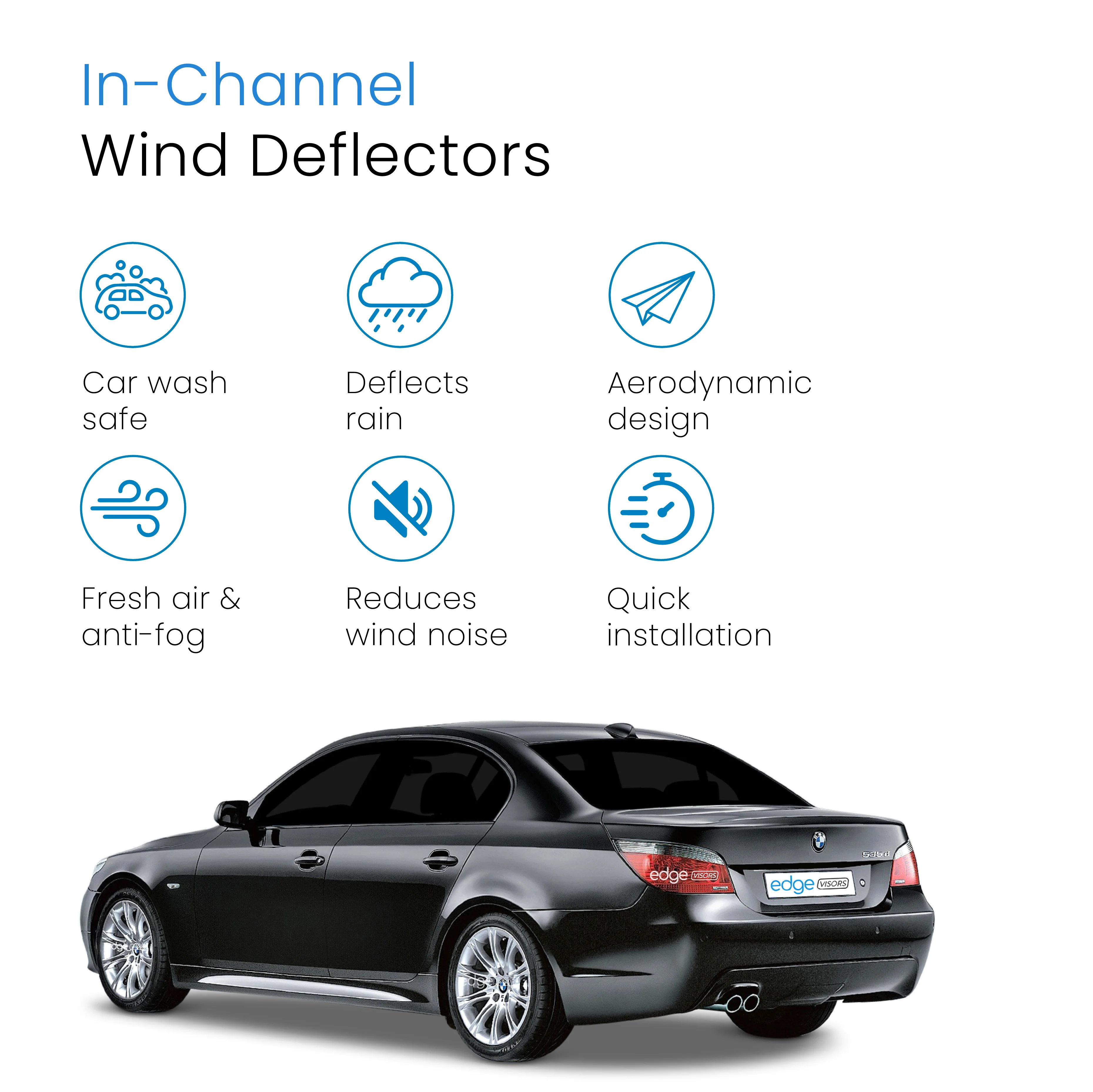 BMW 5 Series E60 2003-2010 4 Door Saloon Wind Deflectors 4pc - Image 3