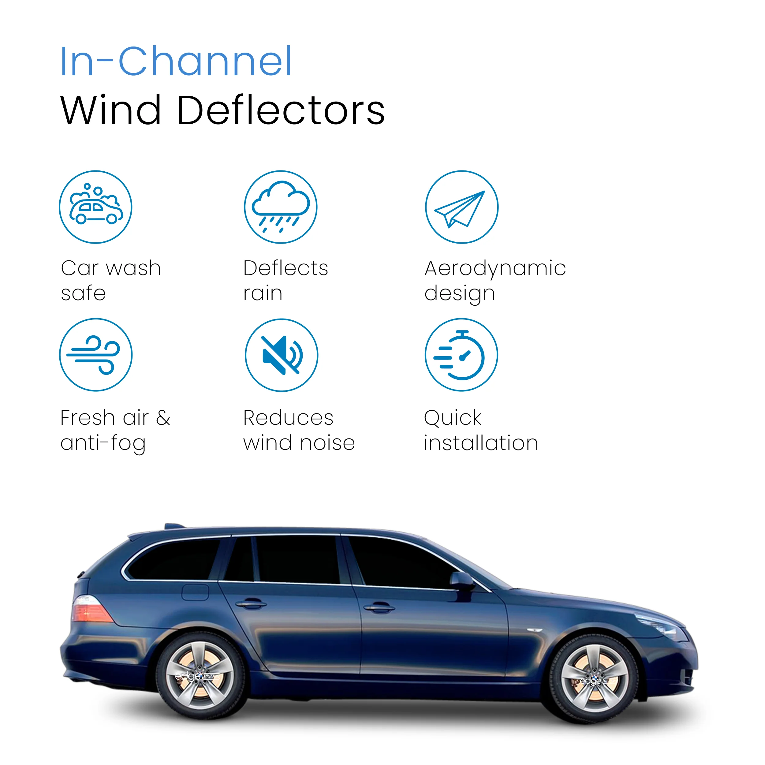 BMW 5 Series E61 2004-2010 5 Door Touring Estate Wind Deflectors 4pc - Image 3