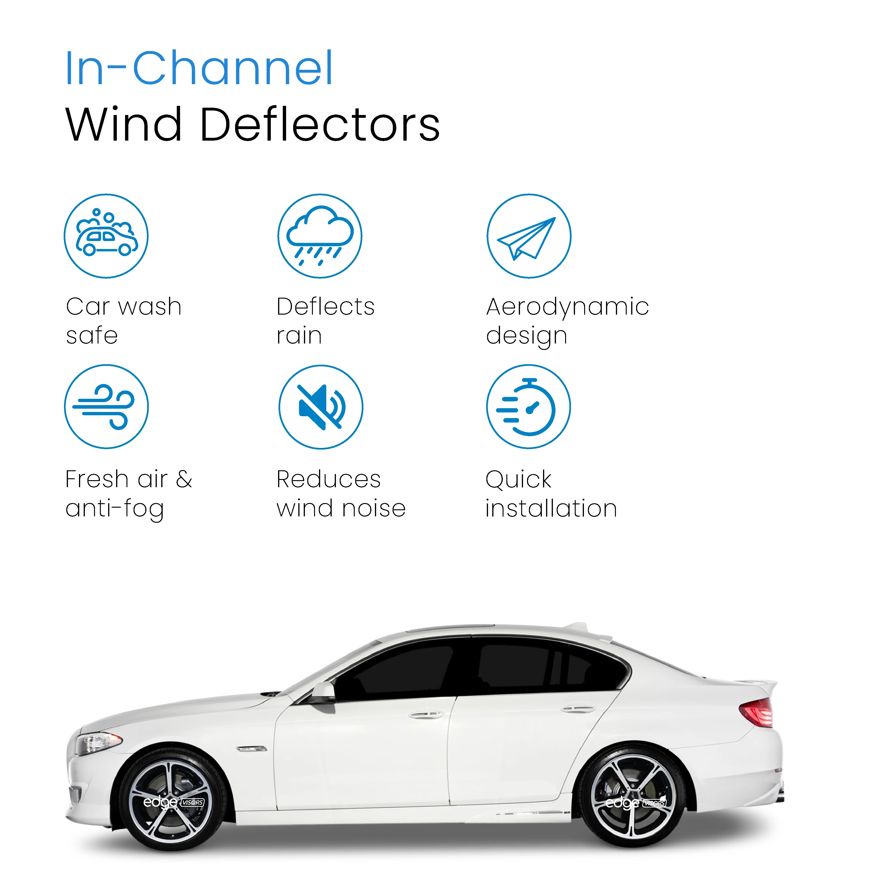 BMW 5 Series F10 2010-2017 4 Door Saloon Wind Deflectors 4pc - Image 3
