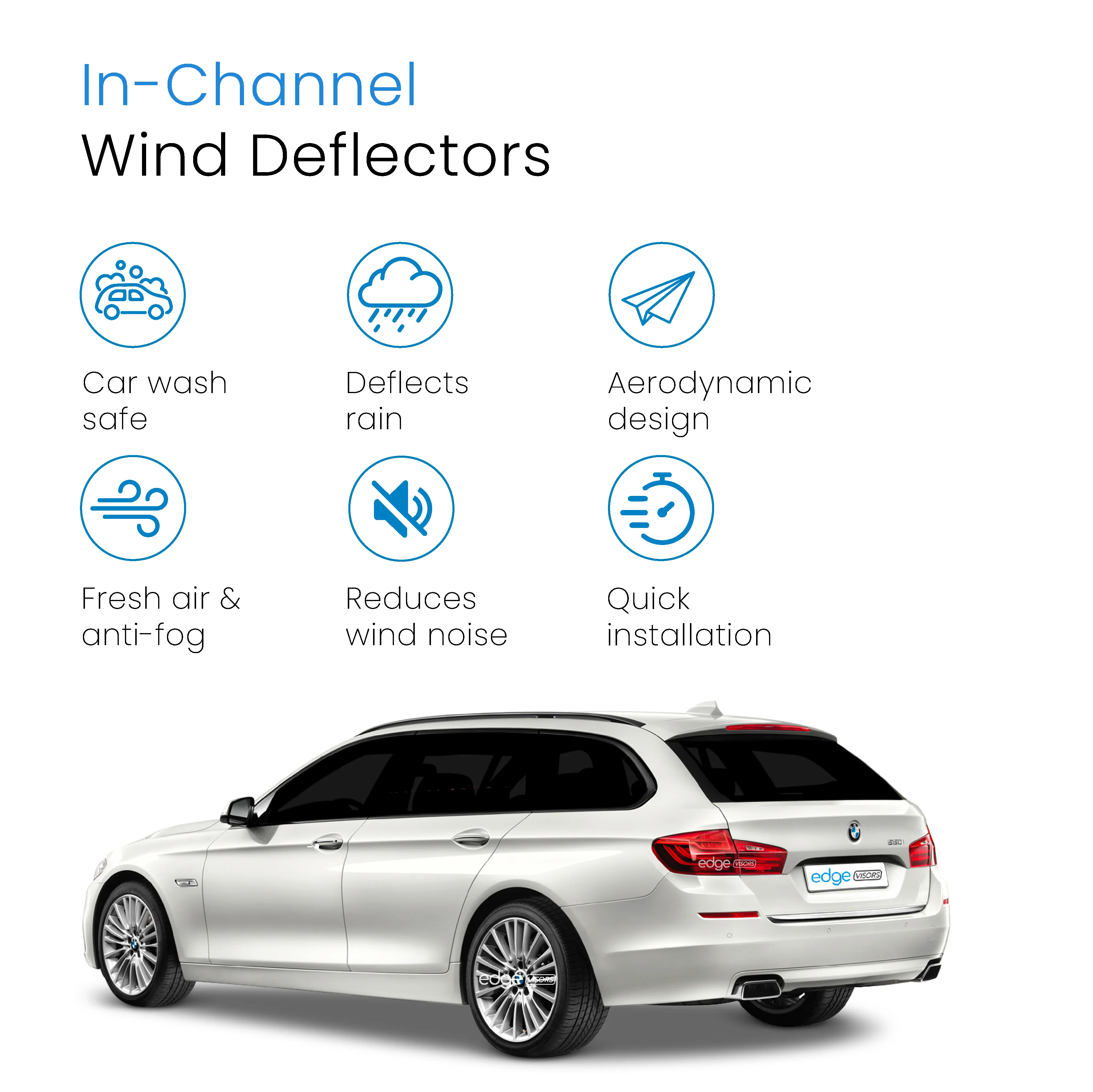 BMW 5 Series F11 Touring 2010-2017 5 Door Estate Wind Deflectors 4pc - Image 3