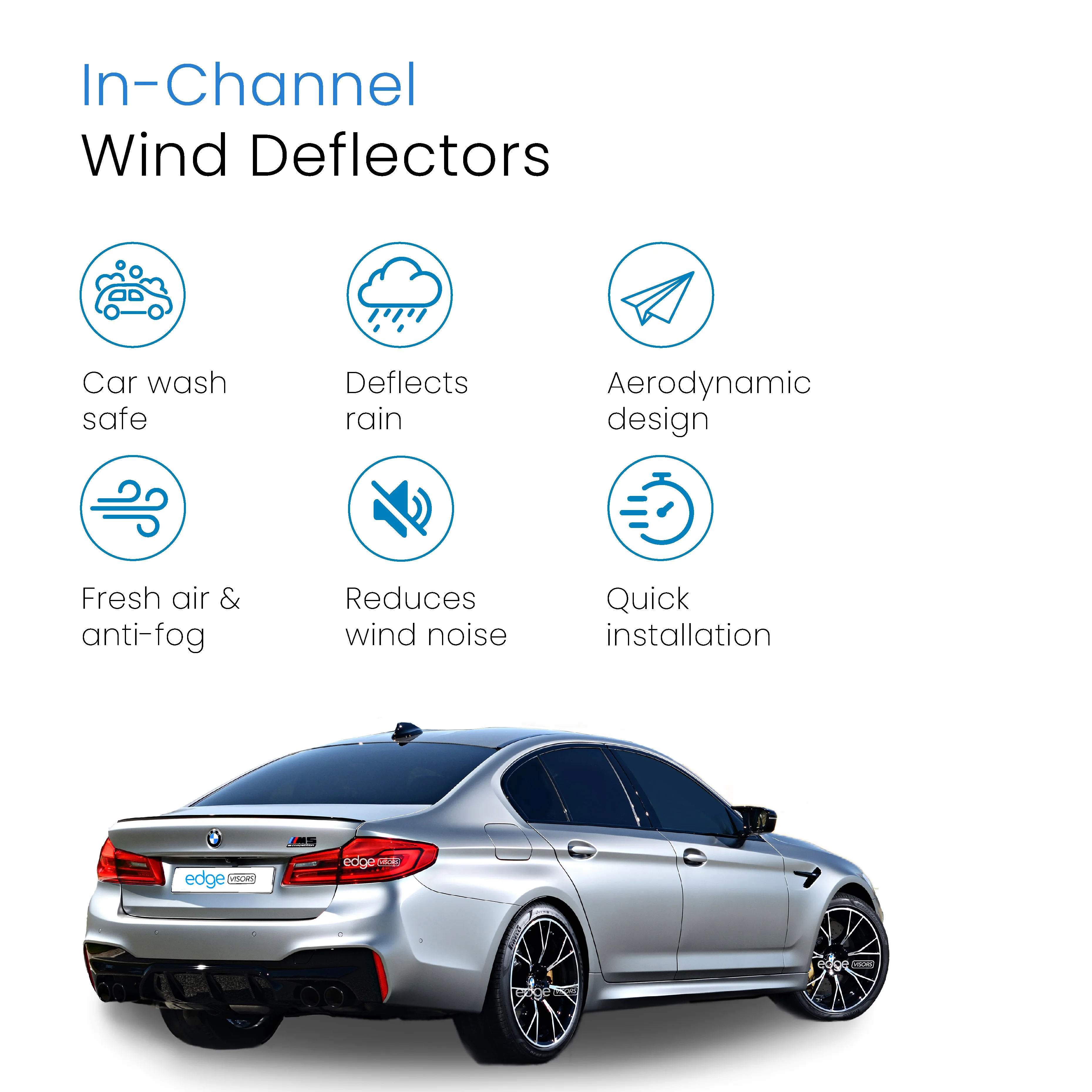 BMW 5 Series G30 2017-2023 4/5 Door Saloon Wind Deflectors 4pc - Image 3