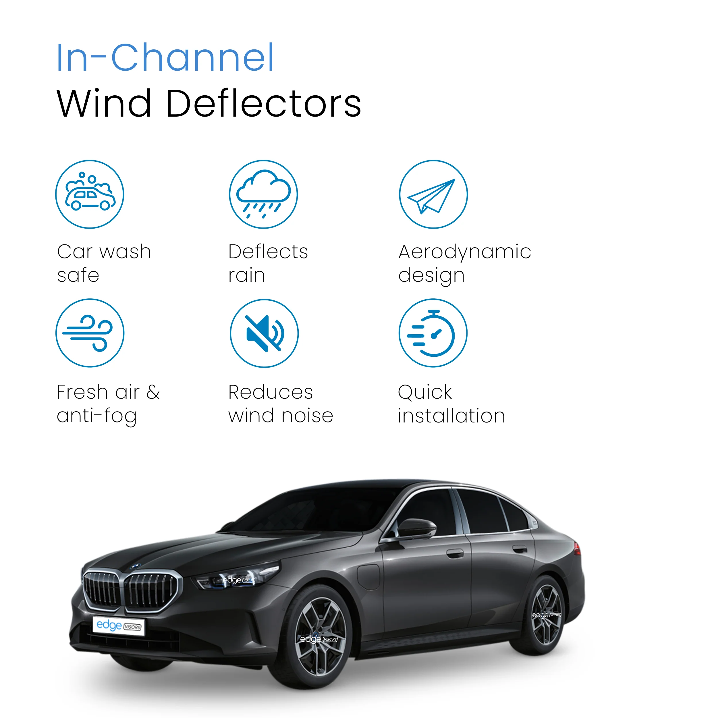 BMW 5 Series i5 G60 2023-Onwards 4 Door Saloon Wind Deflectors 4pc - Image 3