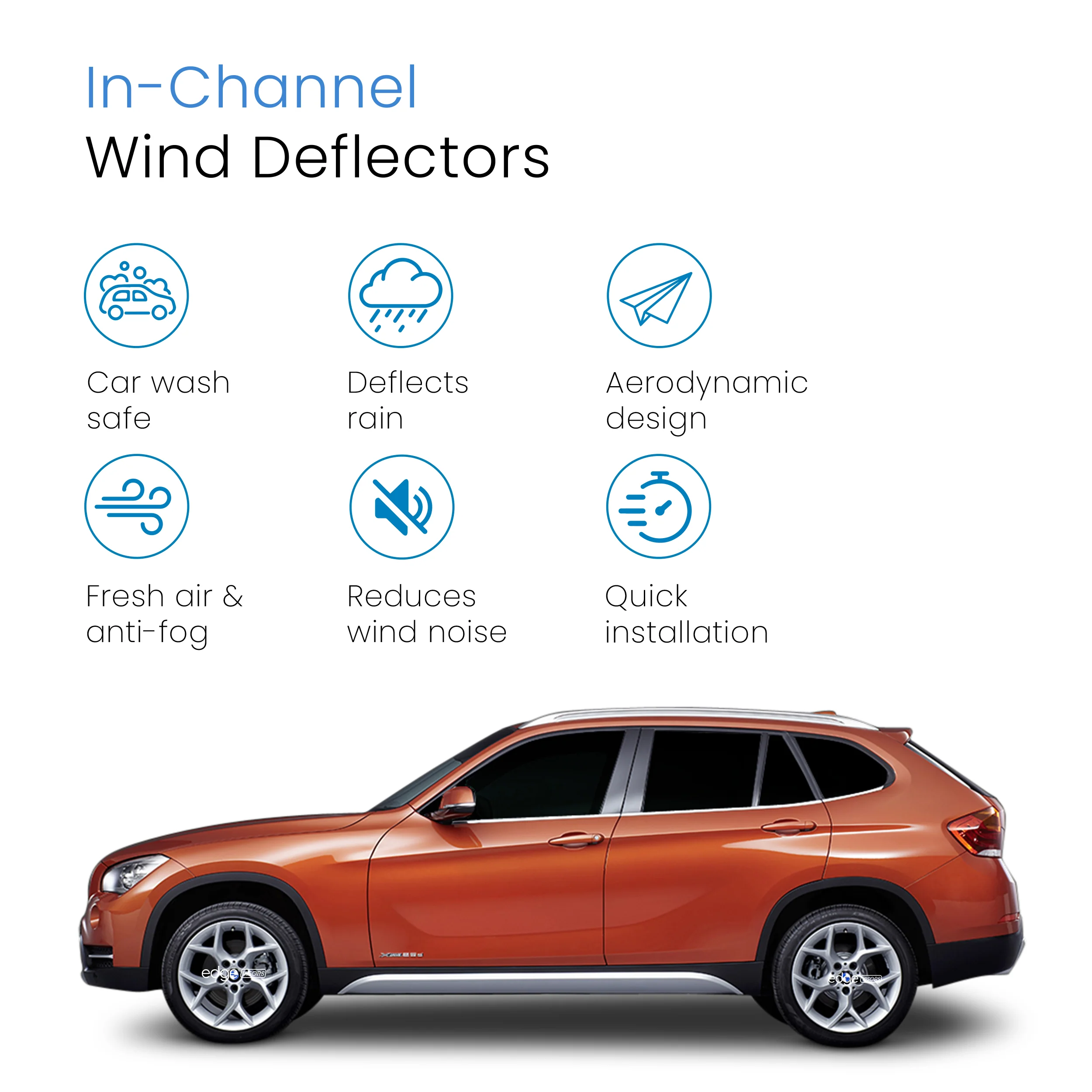 BMW X1 E84 2009-2014 5 Door SUV Wind Deflectors 4pc - Image 3