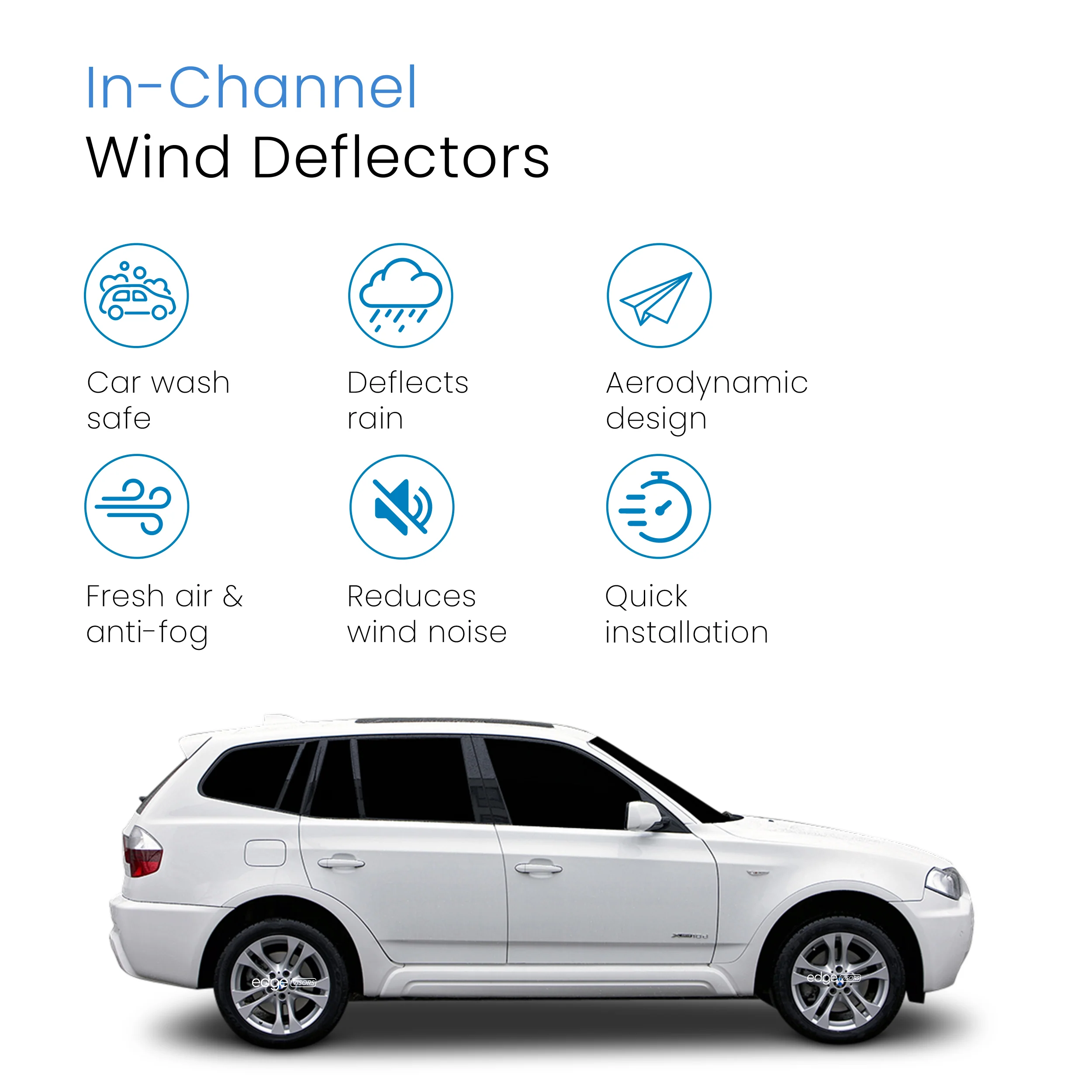 BMW X3 E83 MK1 2003-2010 5 Door SUV Wind Deflectors 4pc - Image 3