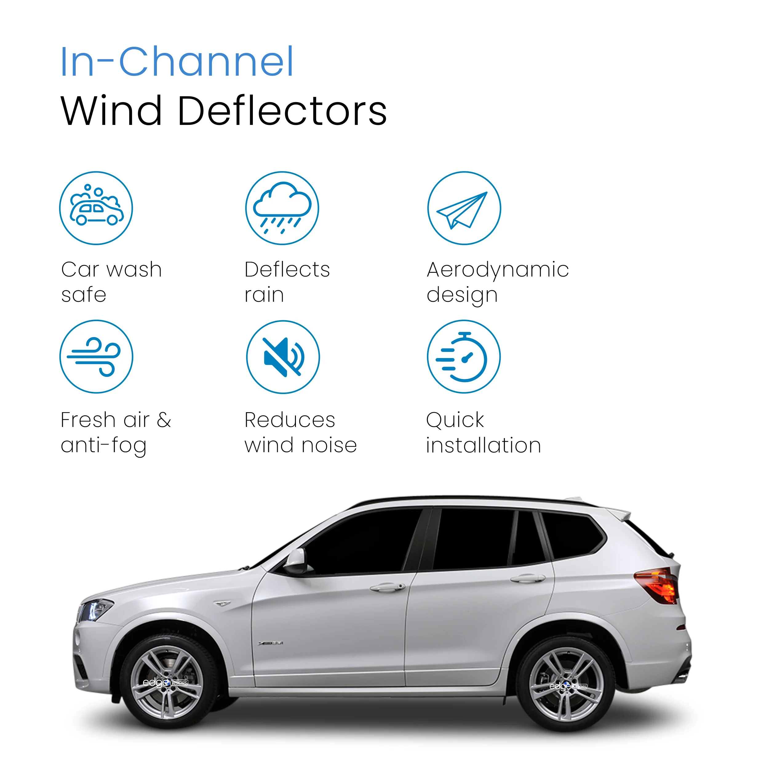 BMW X3 F25 2010-2017 5 Door SUV Wind Deflectors 4pc - Image 3