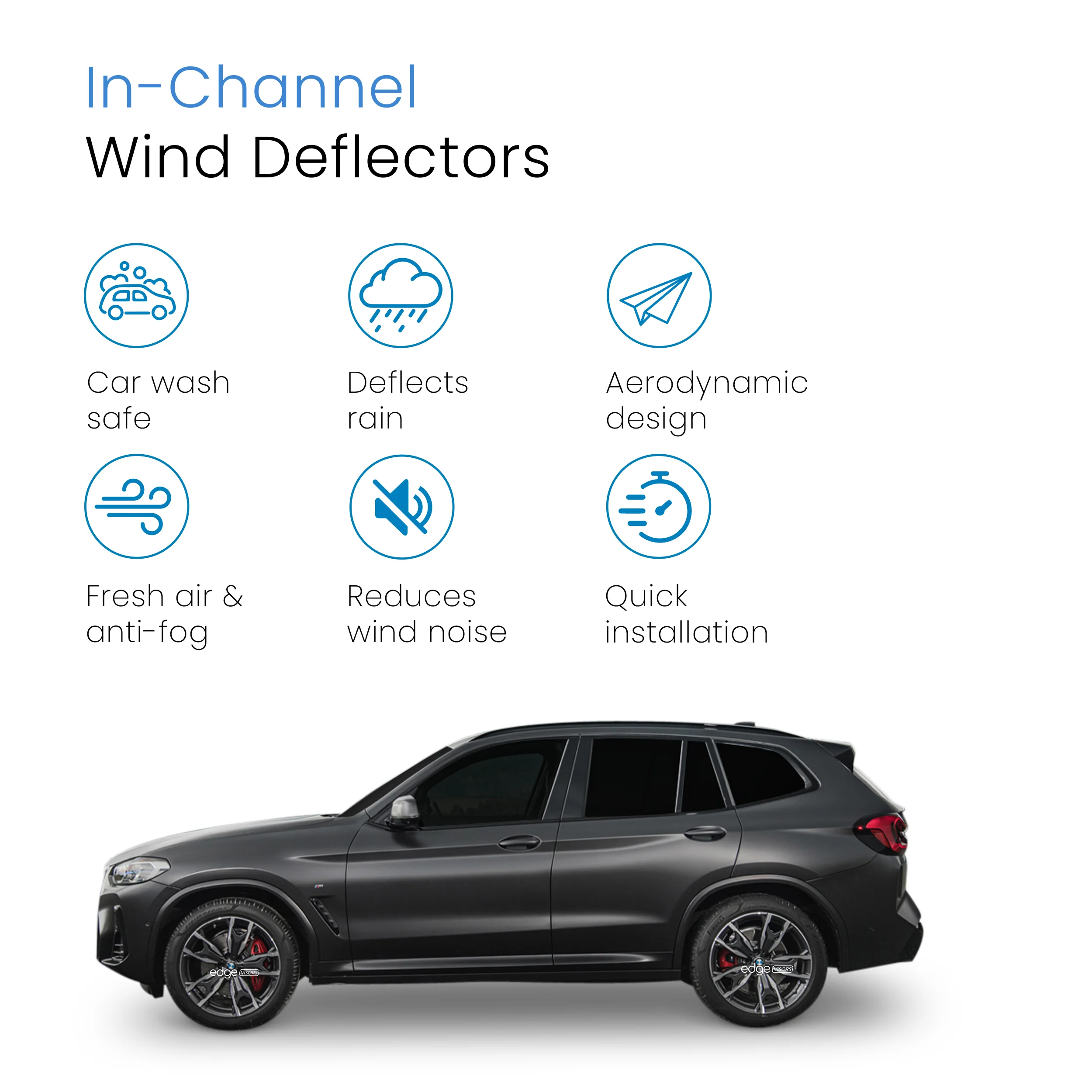 BMW X3 G01 2017-2024 5 Door SUV Wind Deflectors 4pc - Image 3