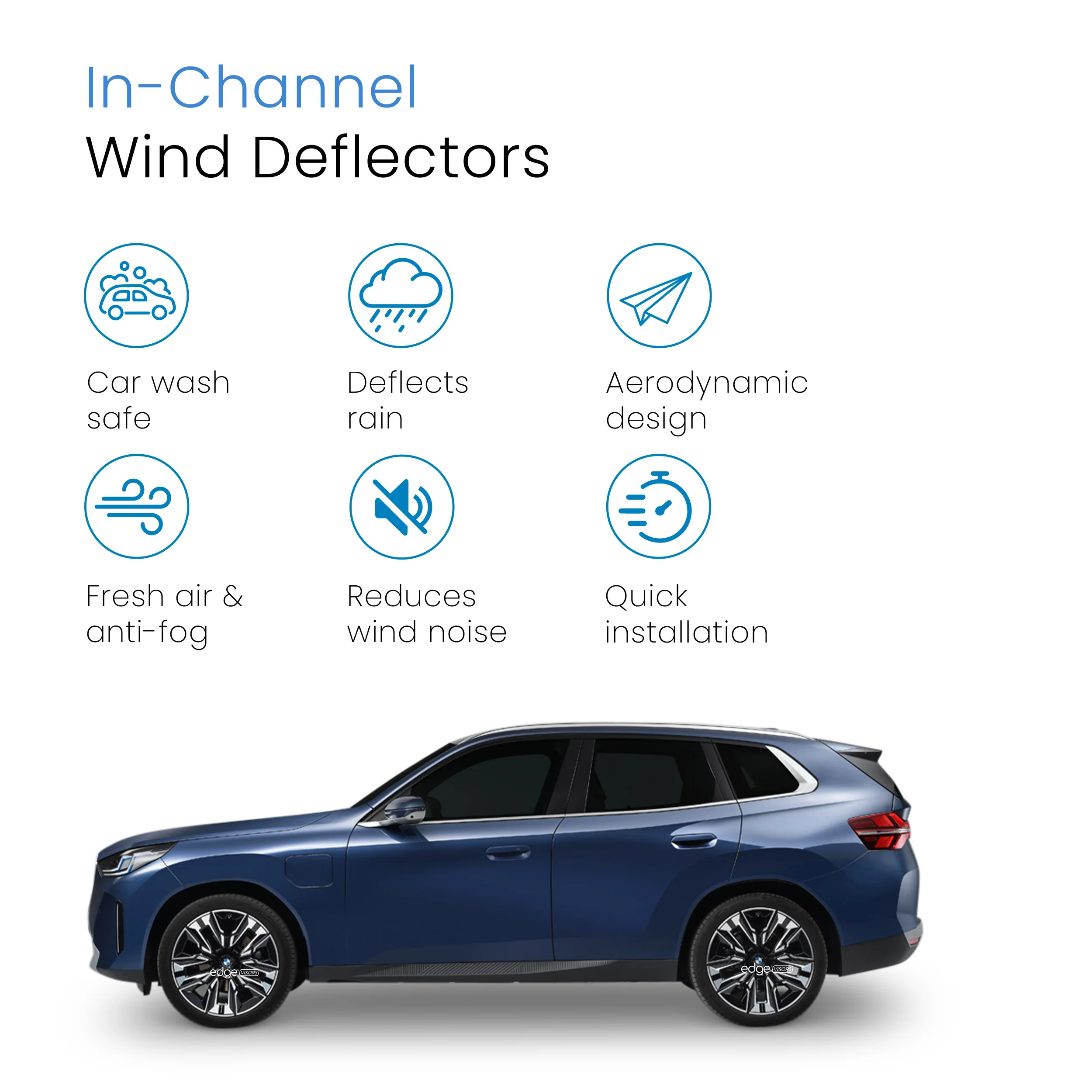 BMW X3 G45 2024-onwards 5 Door SUV Wind Deflectors 4pc Edgevisors Tinted - Image 3