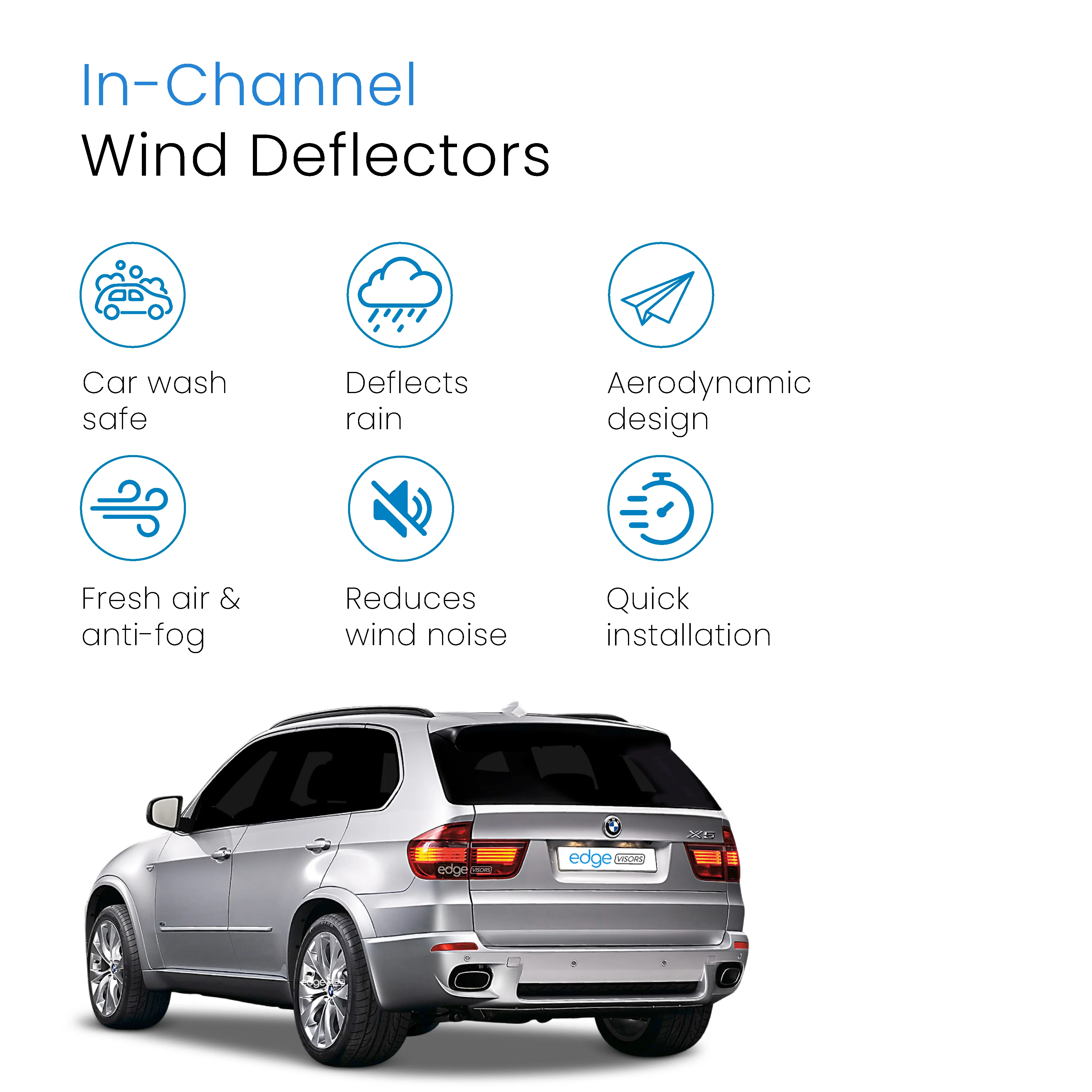 BMW X5 E70 MK2 2006-2013 5 Door SUV Wind Deflectors 4pc - Image 3