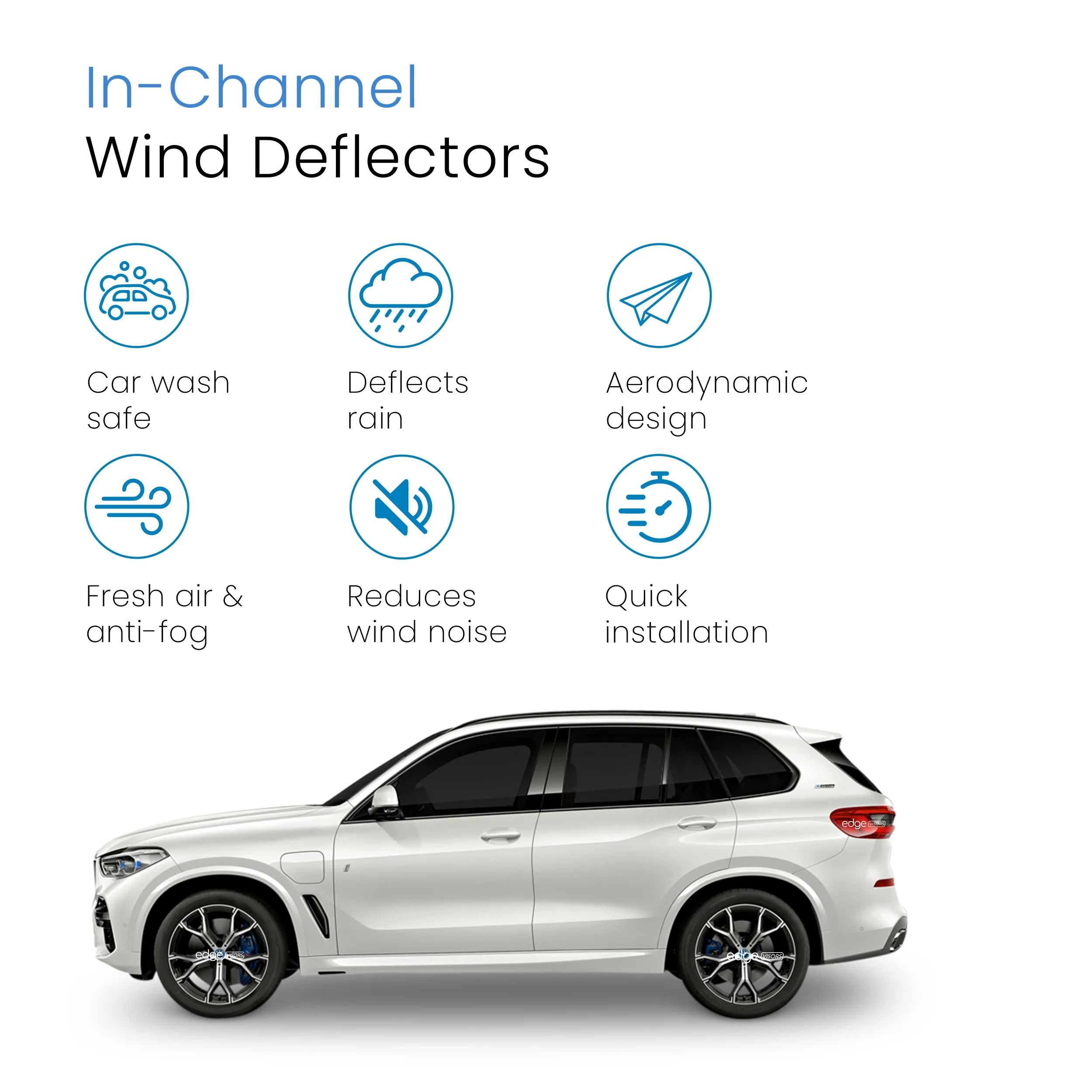 BMW X5 G05 2018-2024 5 Door SUV Wind Deflectors 4pc - Image 3