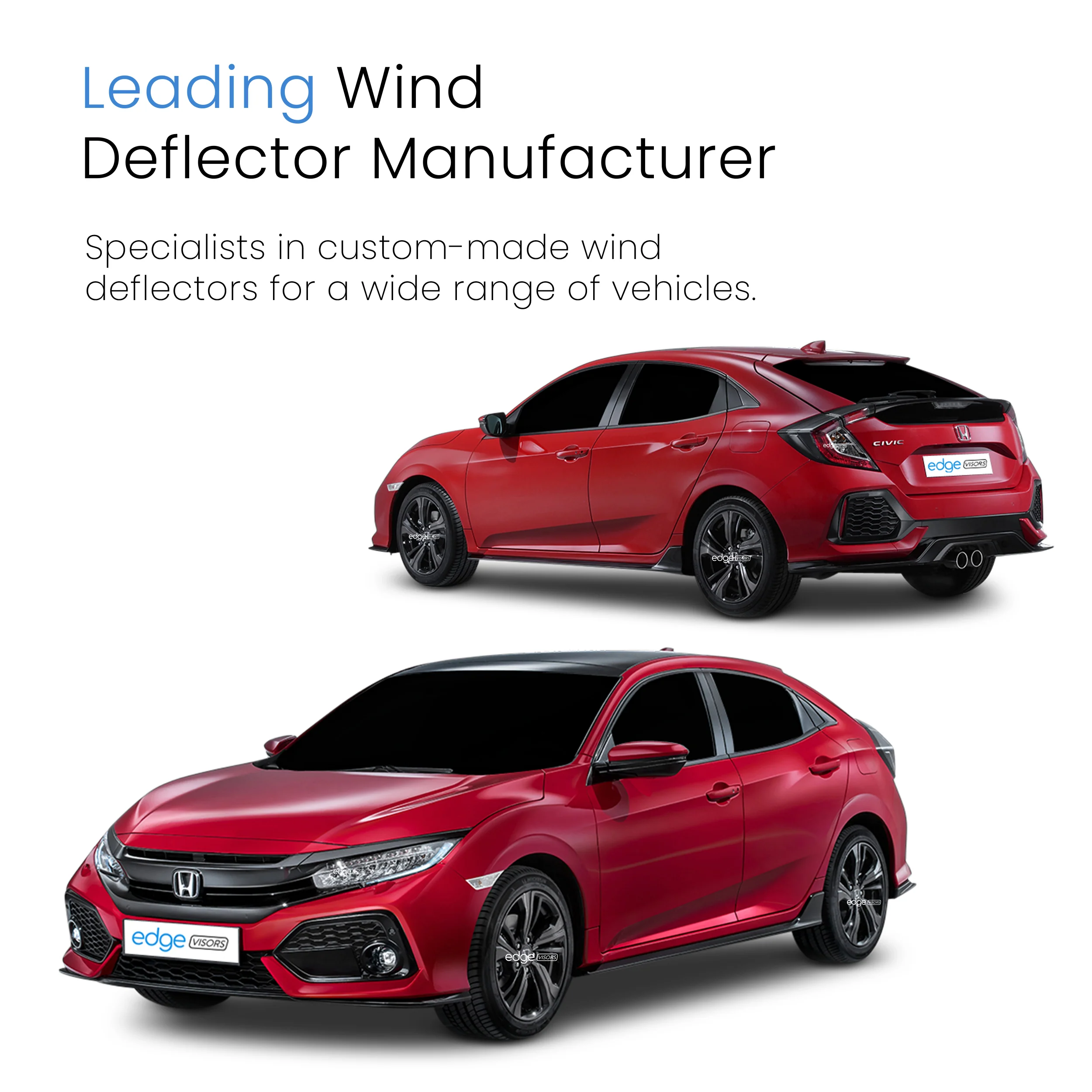Honda Civic MK10 2017-2022 5 Door Hatchback Wind Deflectors 4pc - Image 4