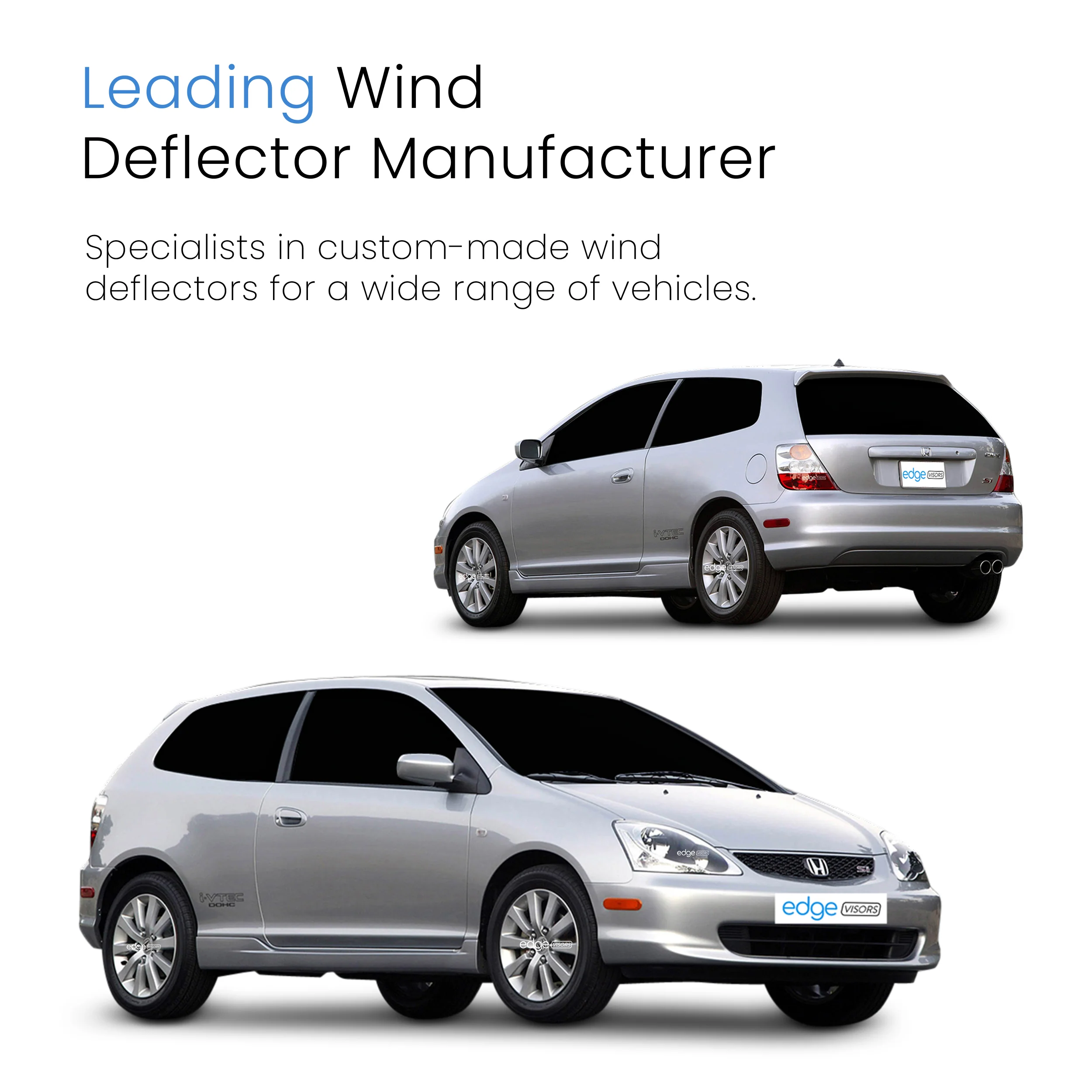 Honda Civic Type R MK7 2001-2005 EP2 - EP3 3 Door Hatchback Wind Deflectors 2pc - Image 4