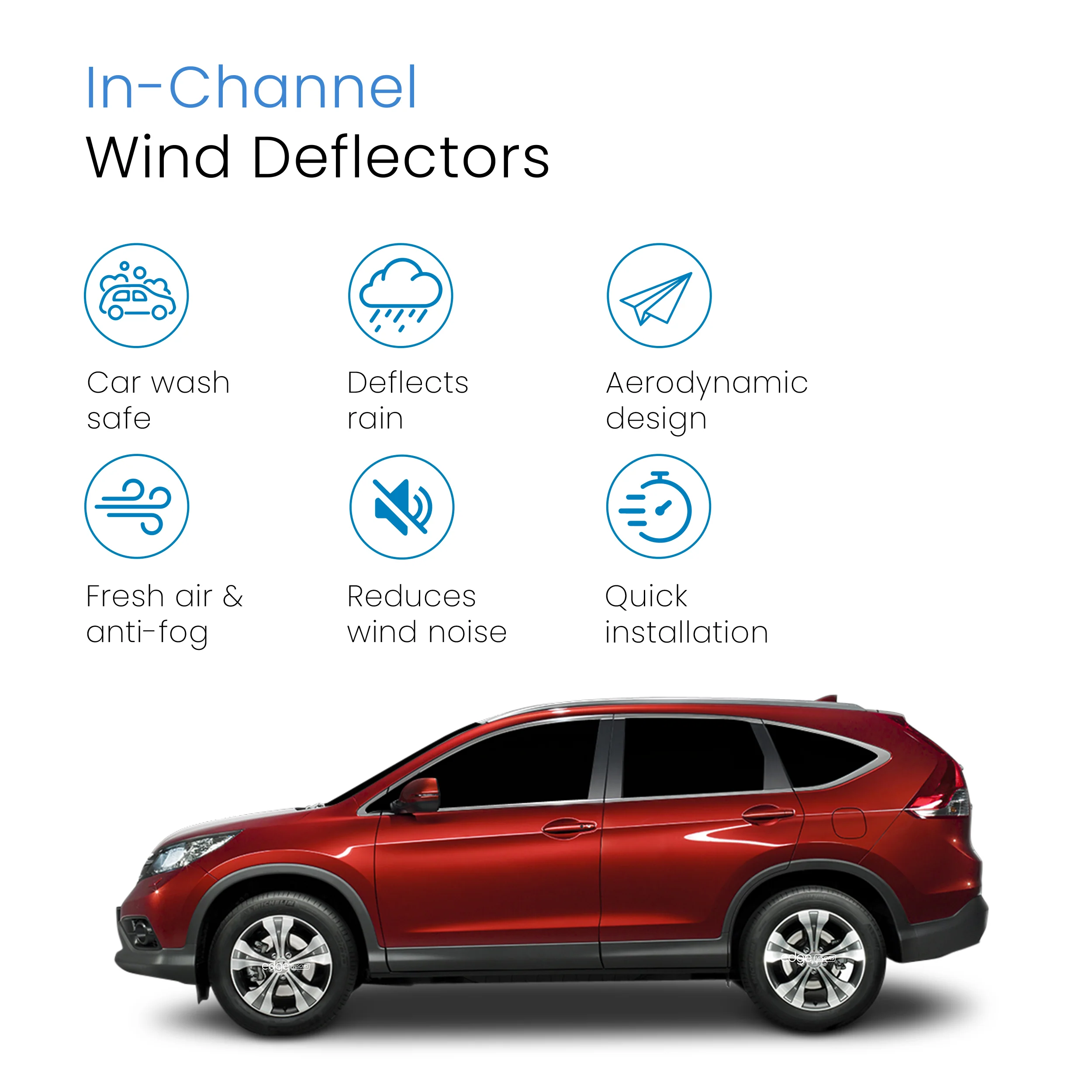 Honda CR-V MK4 2012-2018 5 Door SUV Wind Deflectors 4pc - Image 3
