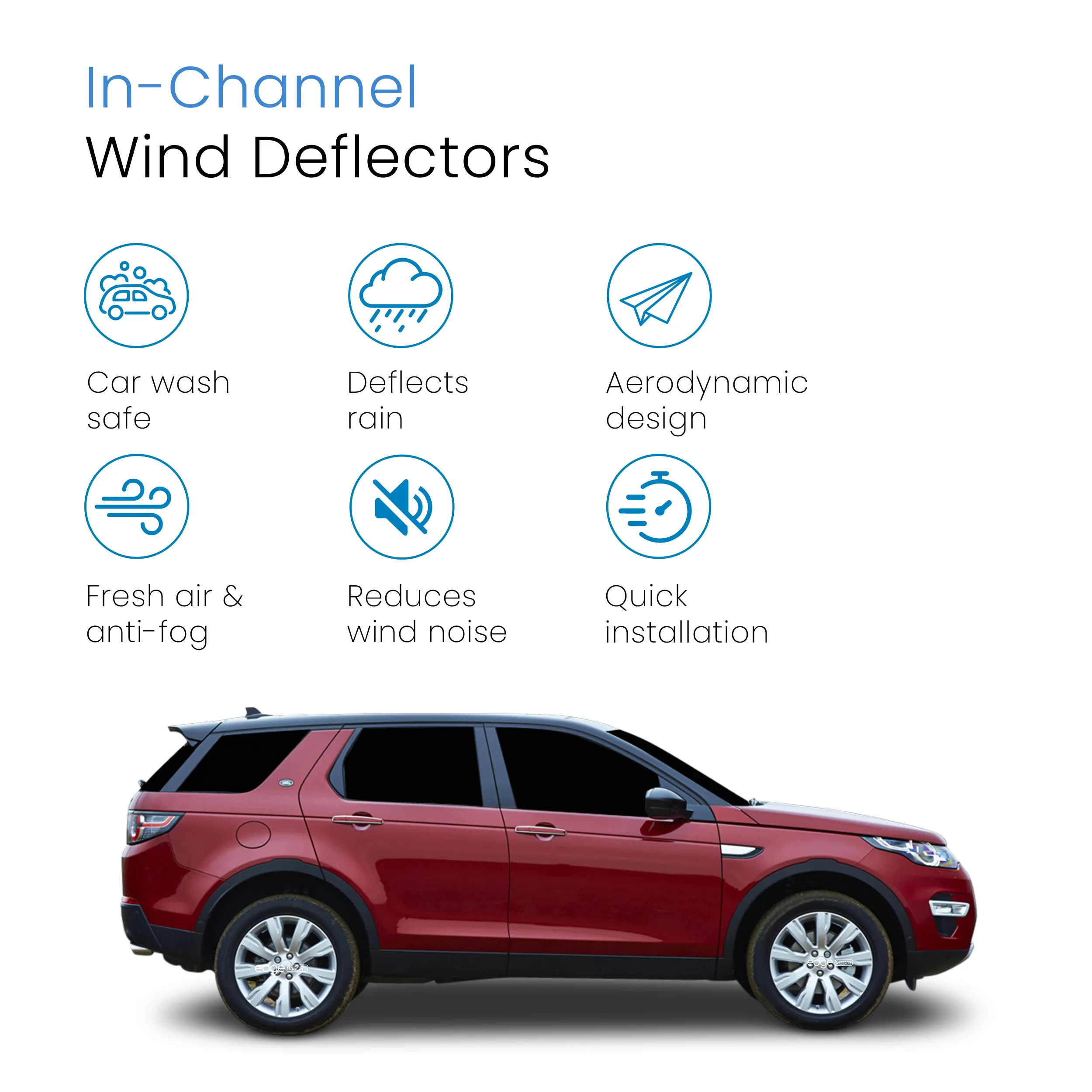 Land Rover Discovery Sport 2014-Onward 5 Door SUV Wind Deflectors 4pc - Image 3