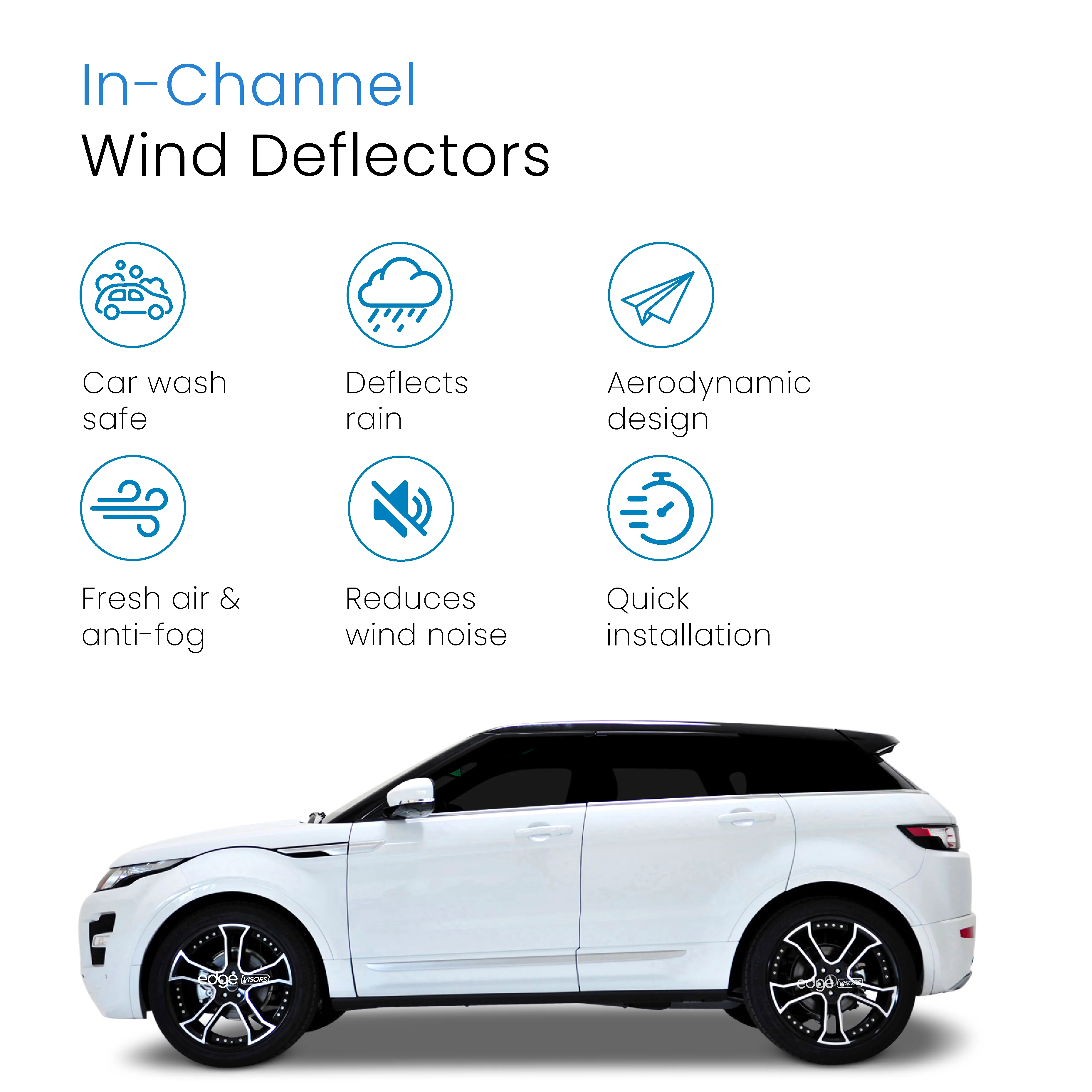 Range Rover Evoque MK1 2011-2018 5 Door SUV Wind Deflectors 4pc - Image 3